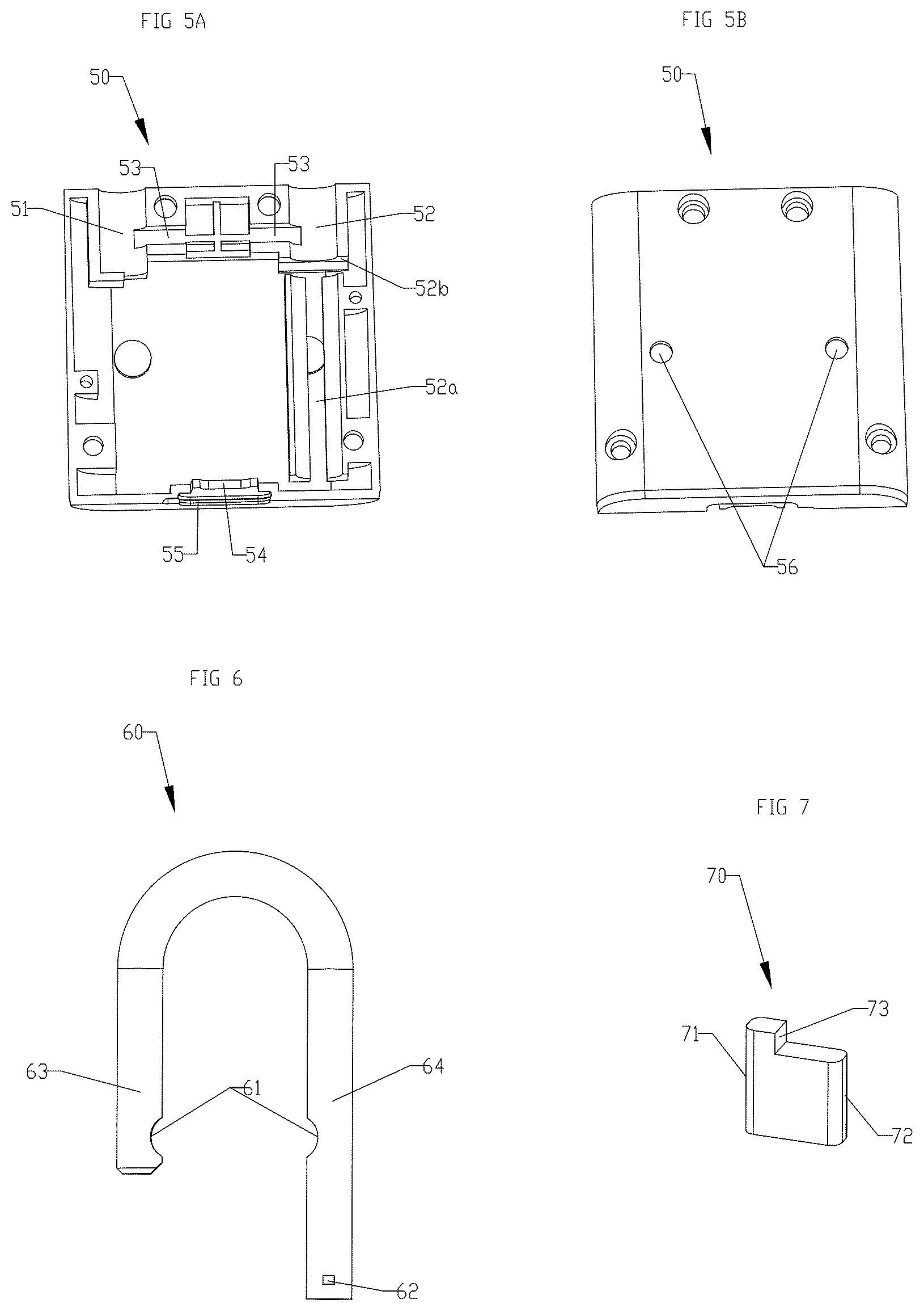 Patent US12492579 Figure 3 – Padlock with biometric opening means