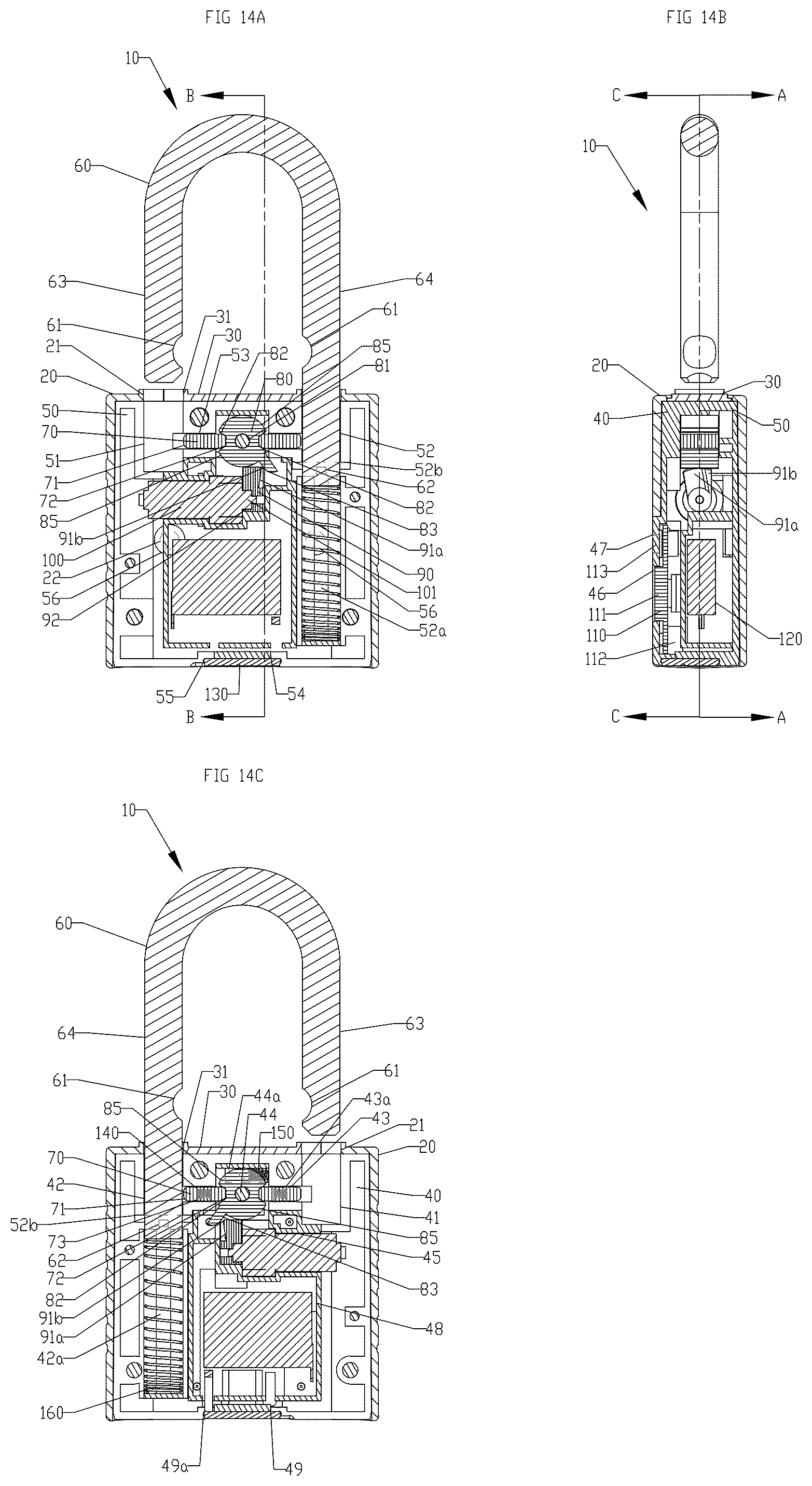Patent US12492579 Figure 5 – Padlock with biometric opening means