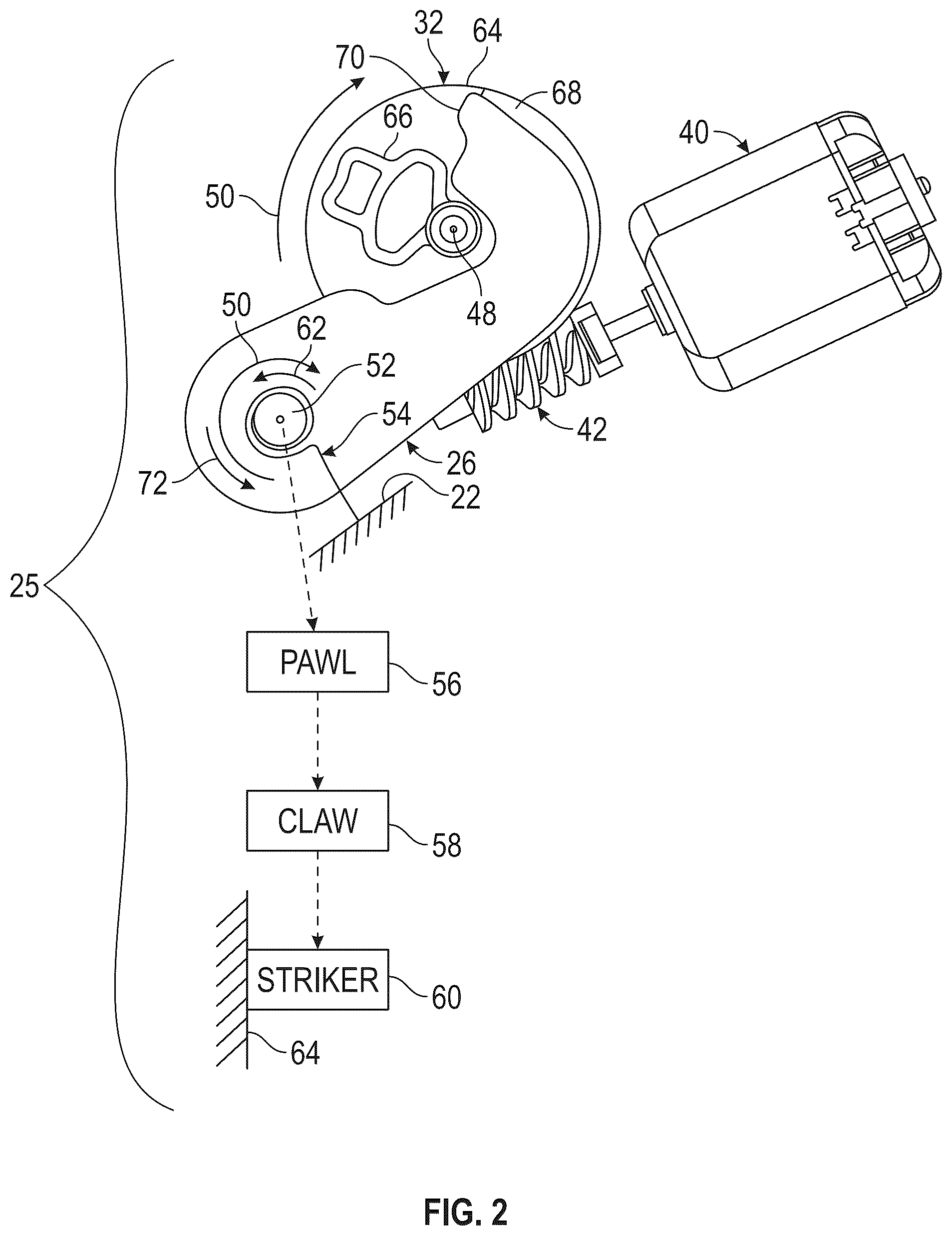Patent US12492581 Figure 2 – Two-pull, automatic reset, latch system