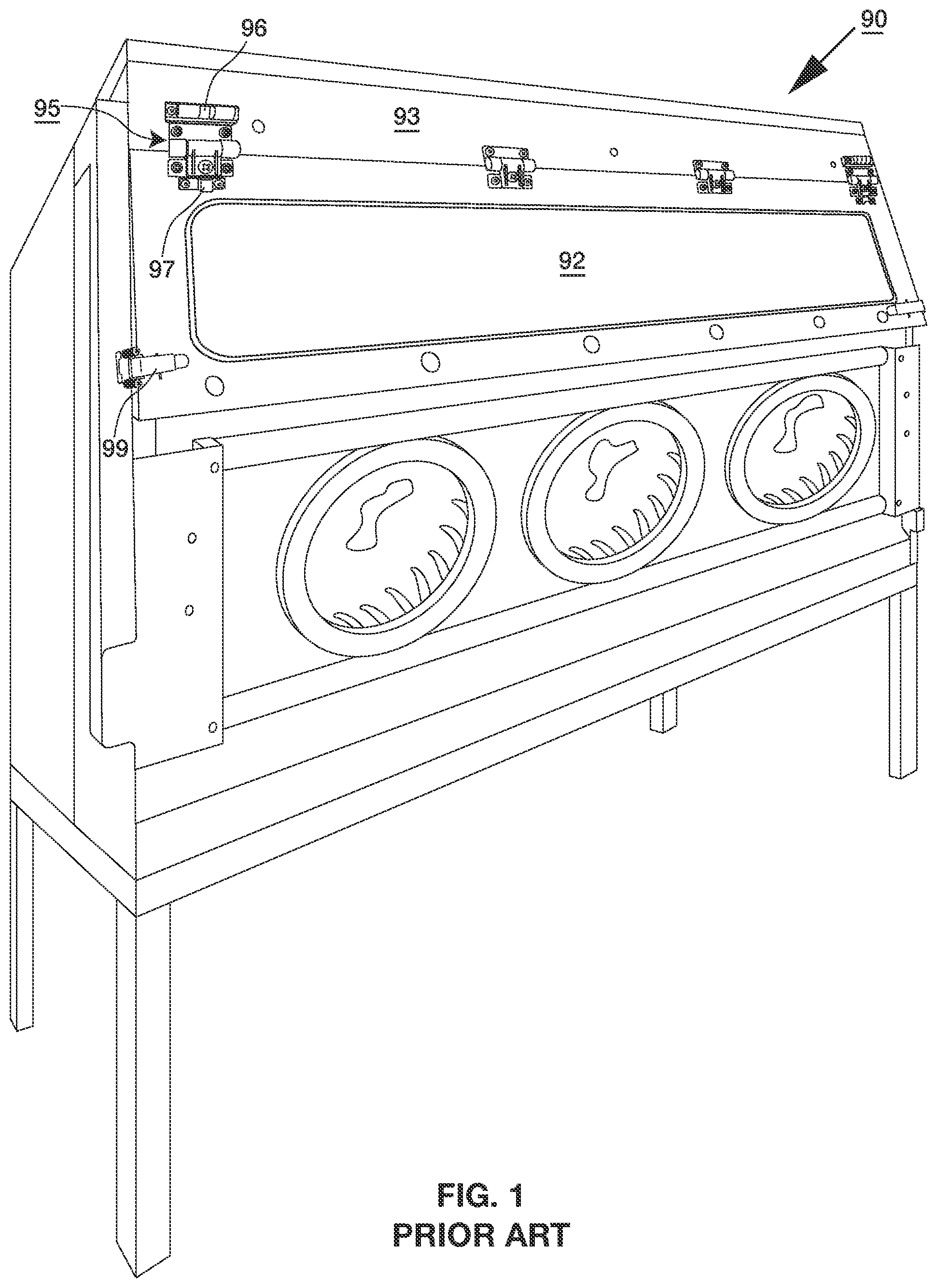 Patent US12492585 — Detent position hinge for use with containment systems — Figure 1