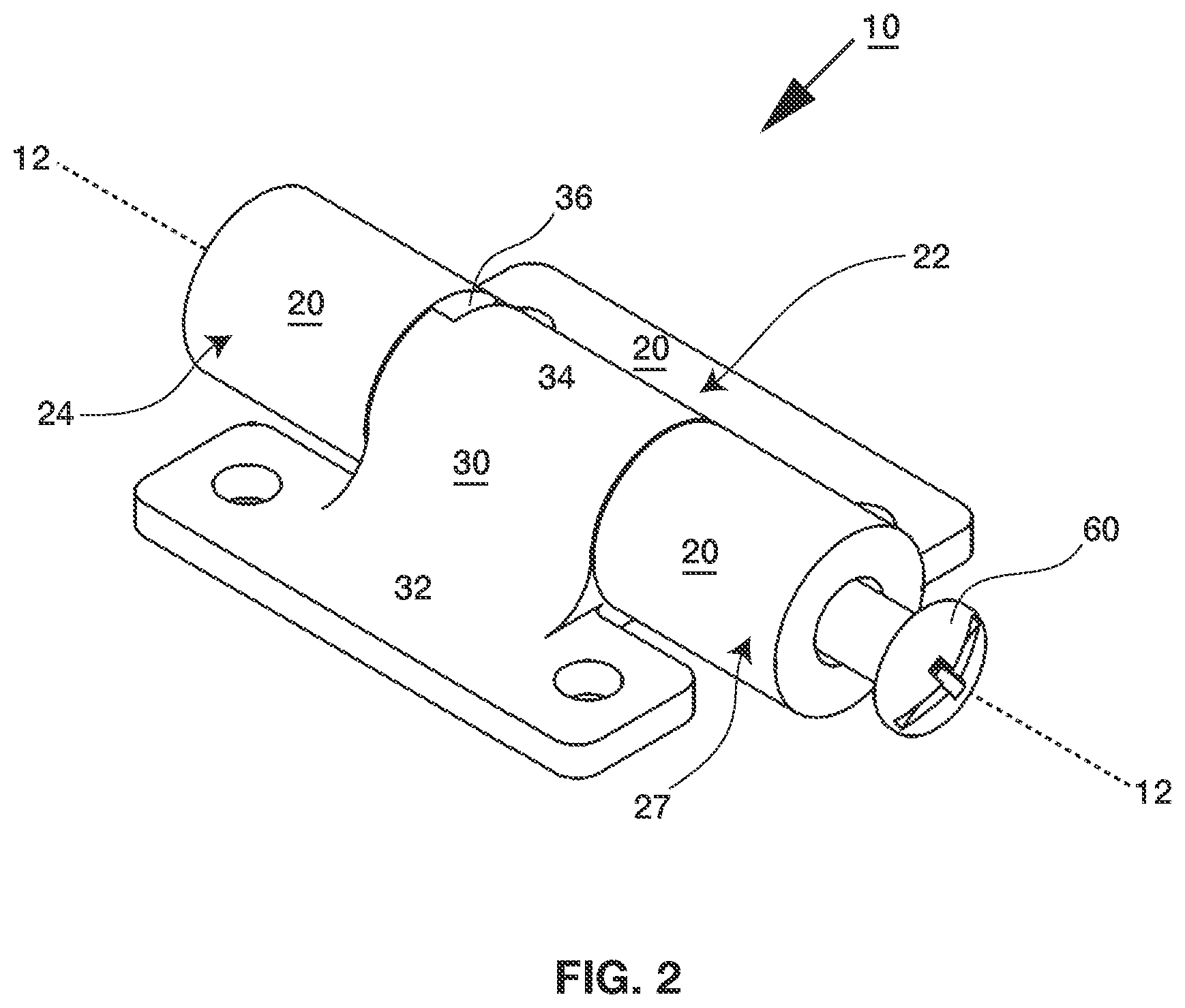 Patent US12492585 Figure 2 – Detent position hinge for use with containment systems
