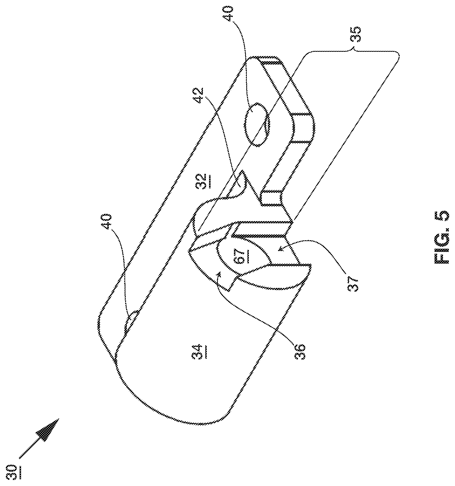 Patent US12492585 Figure 5 – Detent position hinge for use with containment systems