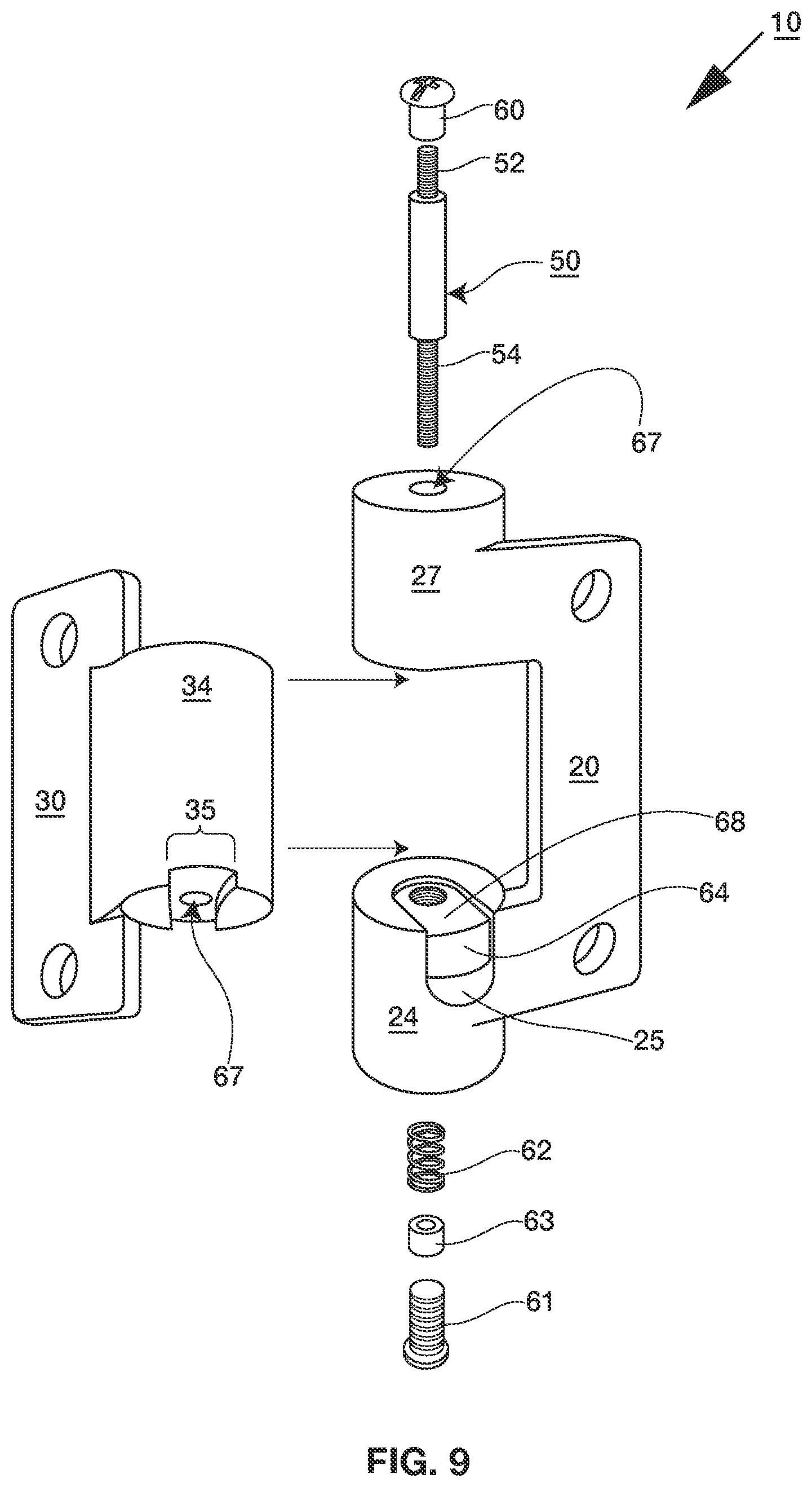 Patent US12492585 Figure 9 – Detent position hinge for use with containment systems