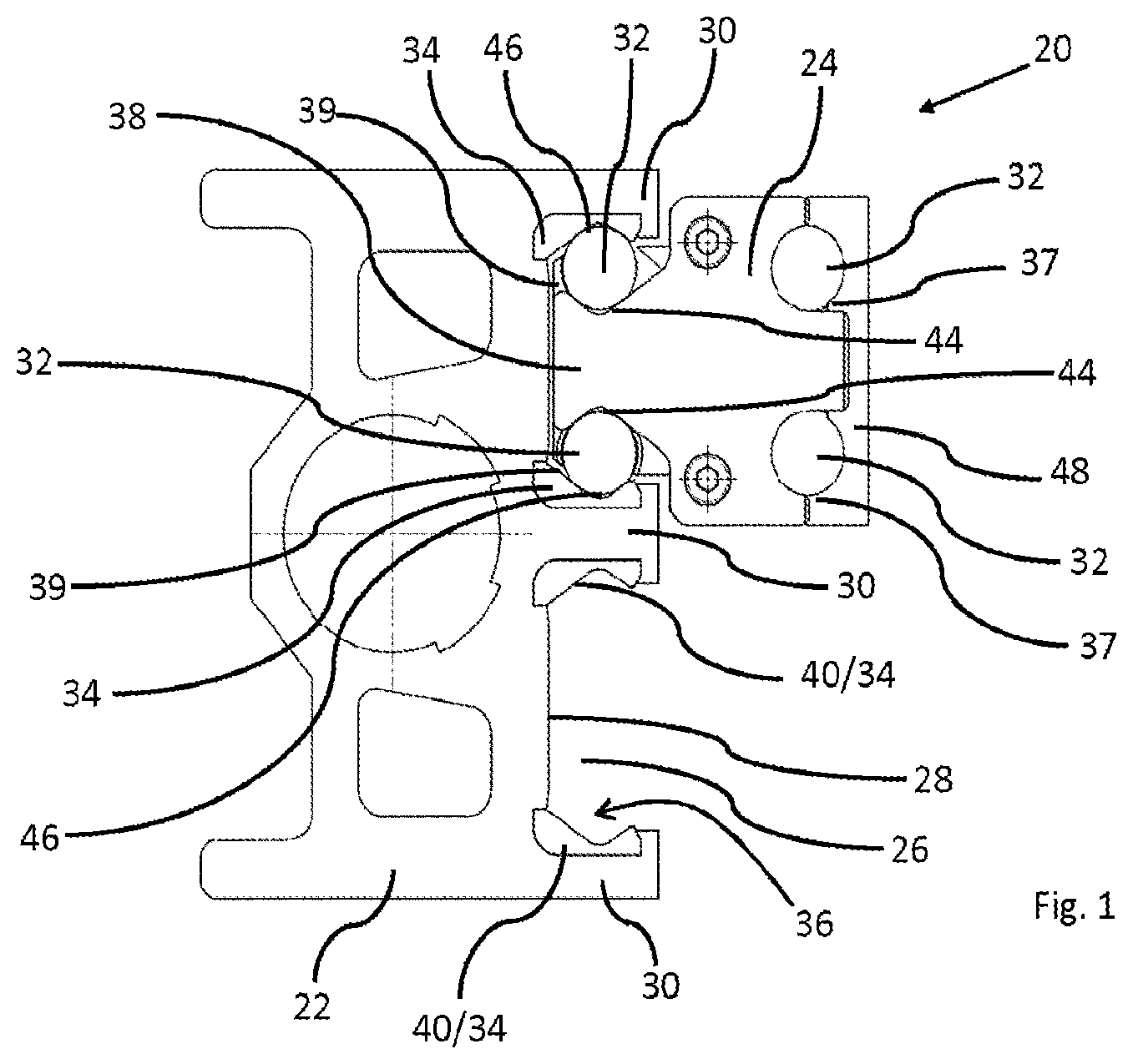Patent US12492586 — Linear guide without guide rail — Figure 1