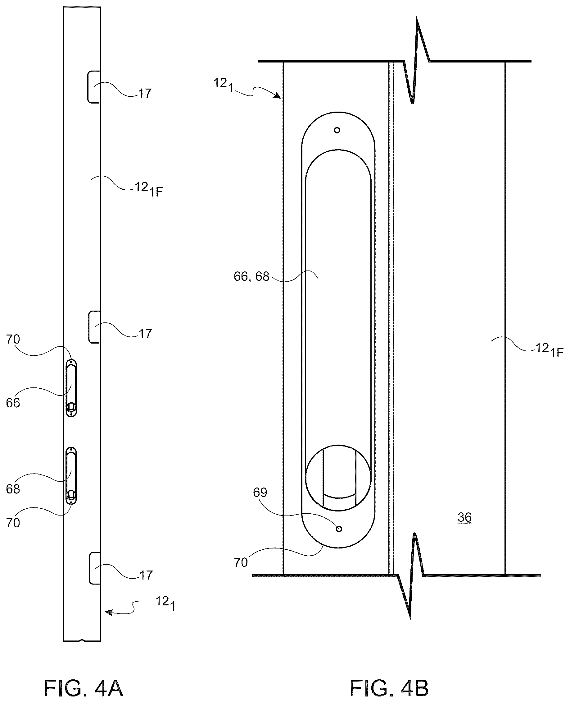 Patent US12492591 Figure 4 – Door system with wire harness routed inside of door and outer door frame for connection with electric devices