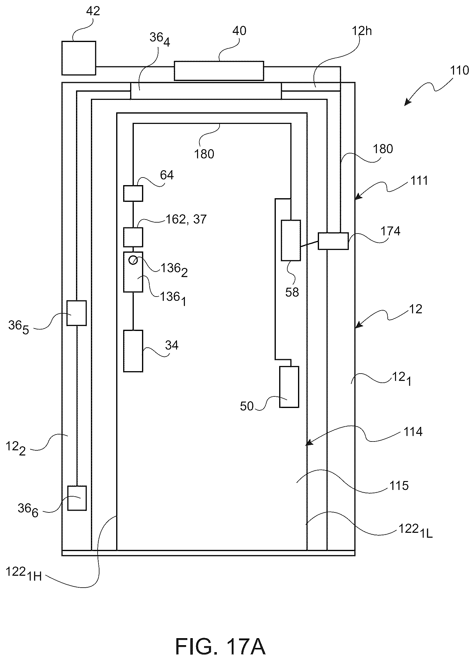 Patent US12492591 Figure 11 – Door system with wire harness routed inside of door and outer door frame for connection with electric devices