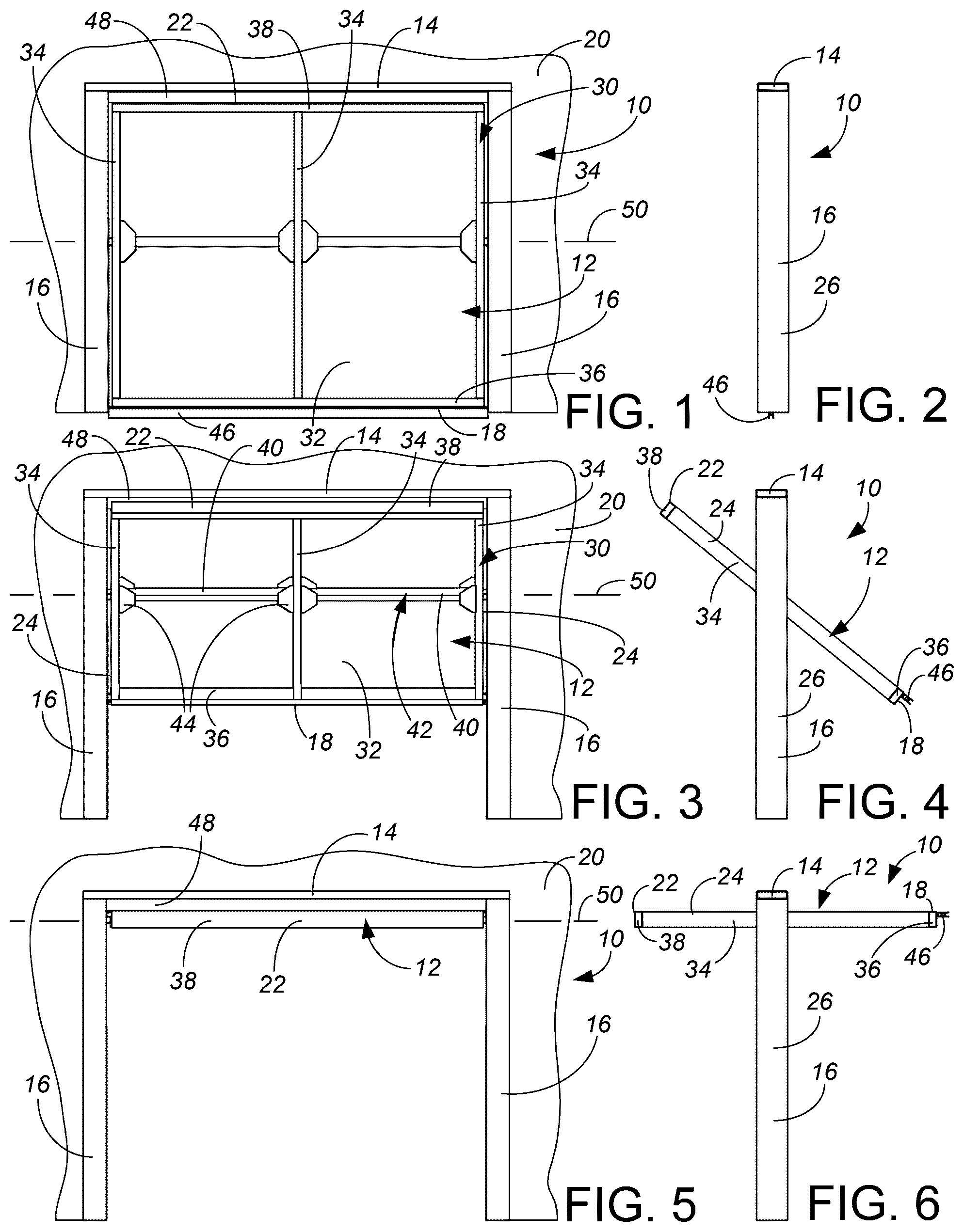 Patent US12492592 Figure 1 – Pivoting garage door