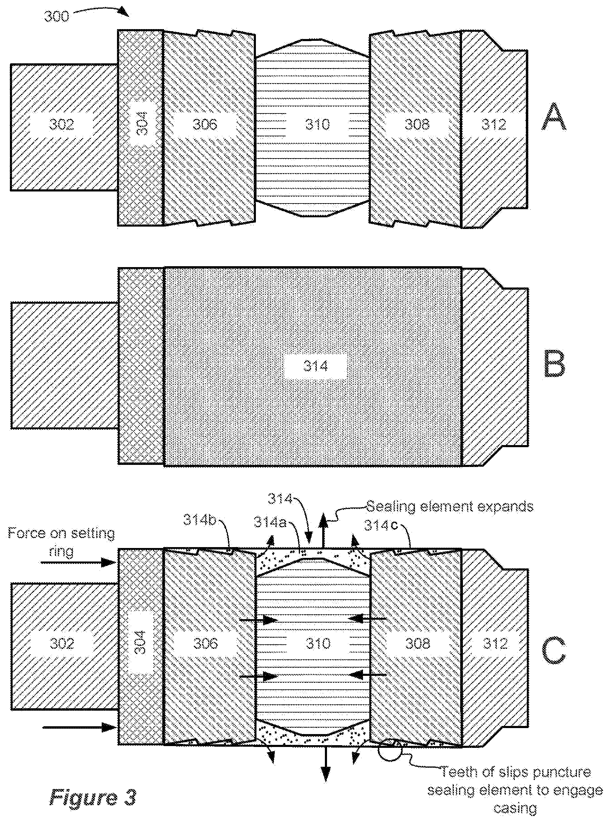 Patent US12492609 Figure 3 – Downhole plug with integrated slip cover and expansion element