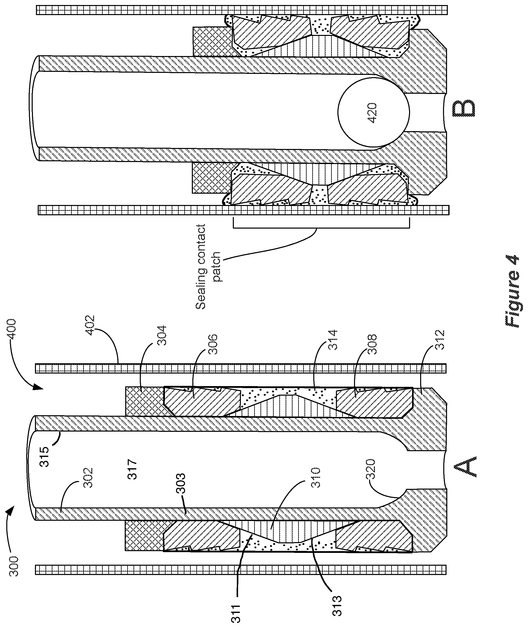 Patent US12492609 Figure 4 – Downhole plug with integrated slip cover and expansion element
