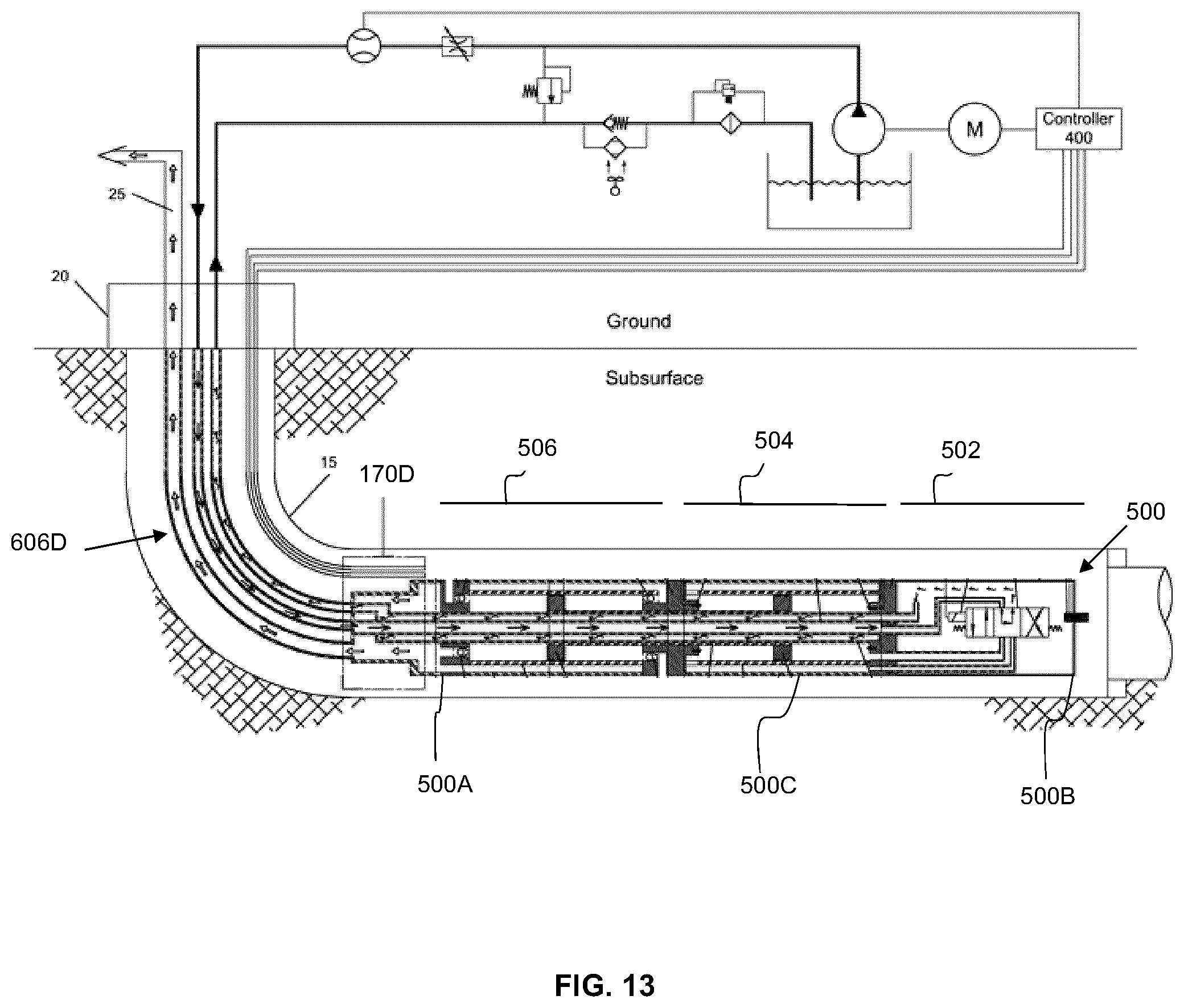 Patent US12492620 Figure 13 – Hydraulically actuated double-acting positive displacement pump system for producing fluids from a wellbore