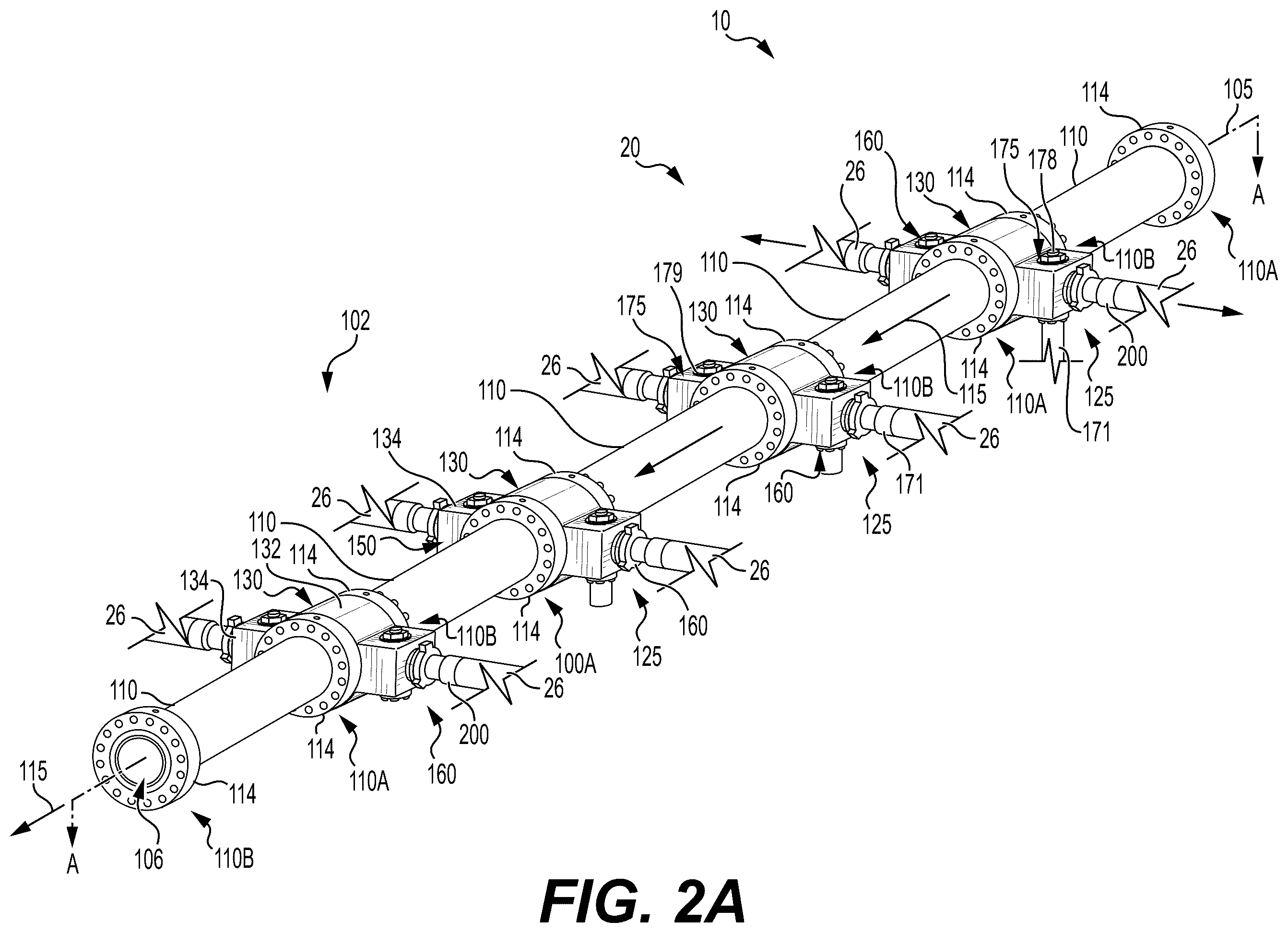 Patent US12492625 Figure 2 – Integrated junction and check valve assemblies for hydraulic fracturing system manifolds and related methods