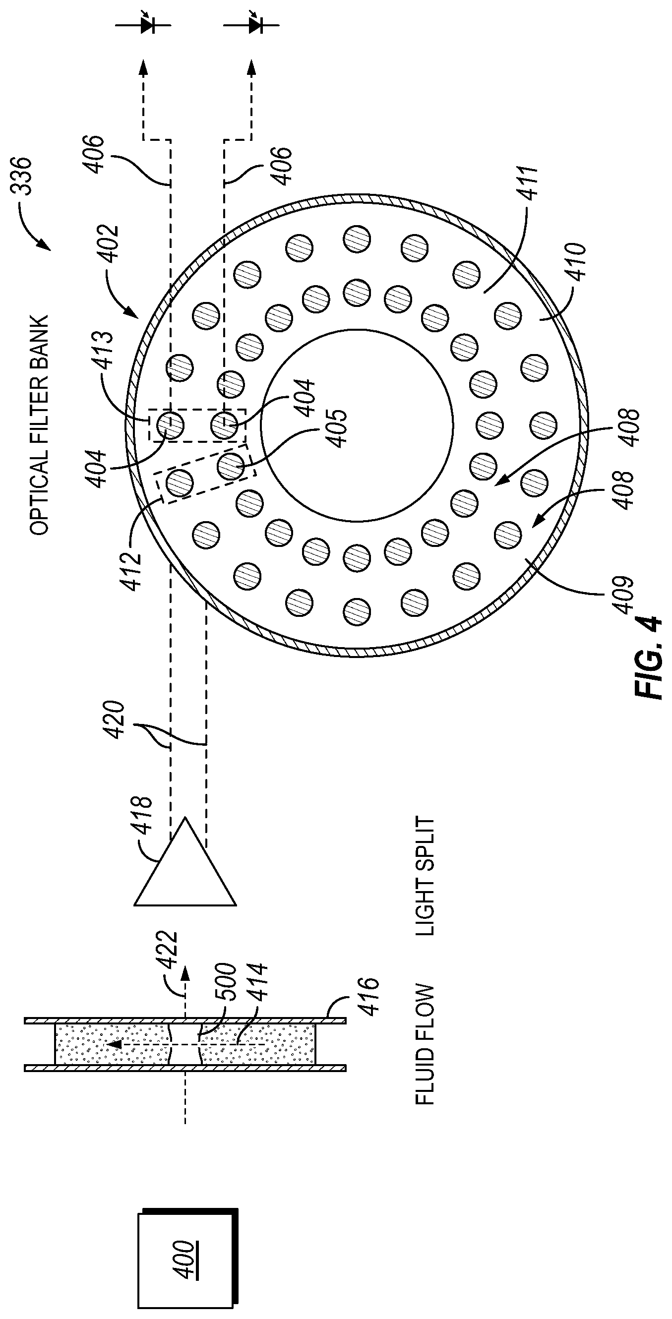 Patent US12492633 Figure 4 – Bridge sensor design for water and oil analysis in formation testing