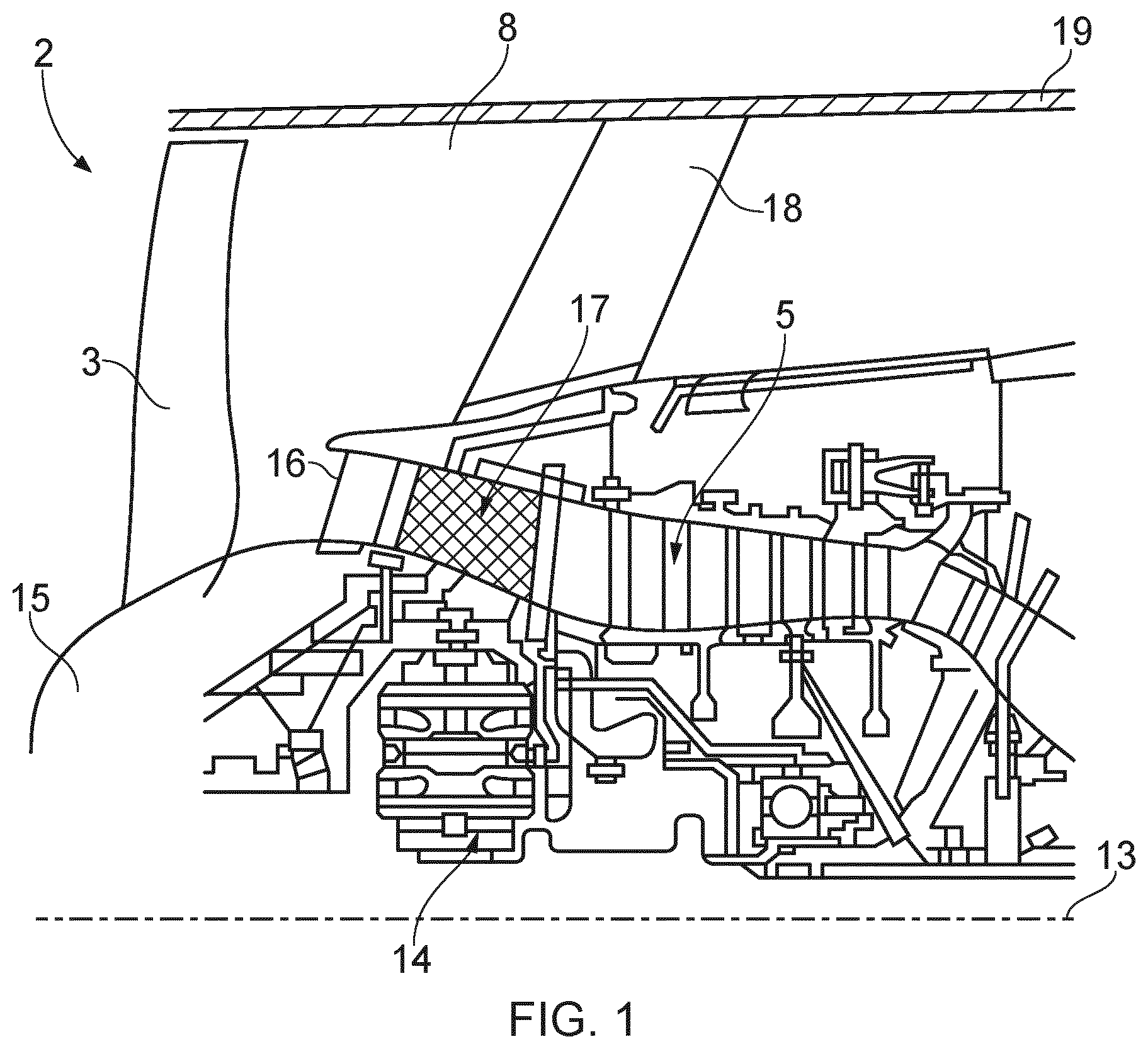 Patent US12492638 Figure 1 – Outlet guide vane cooler