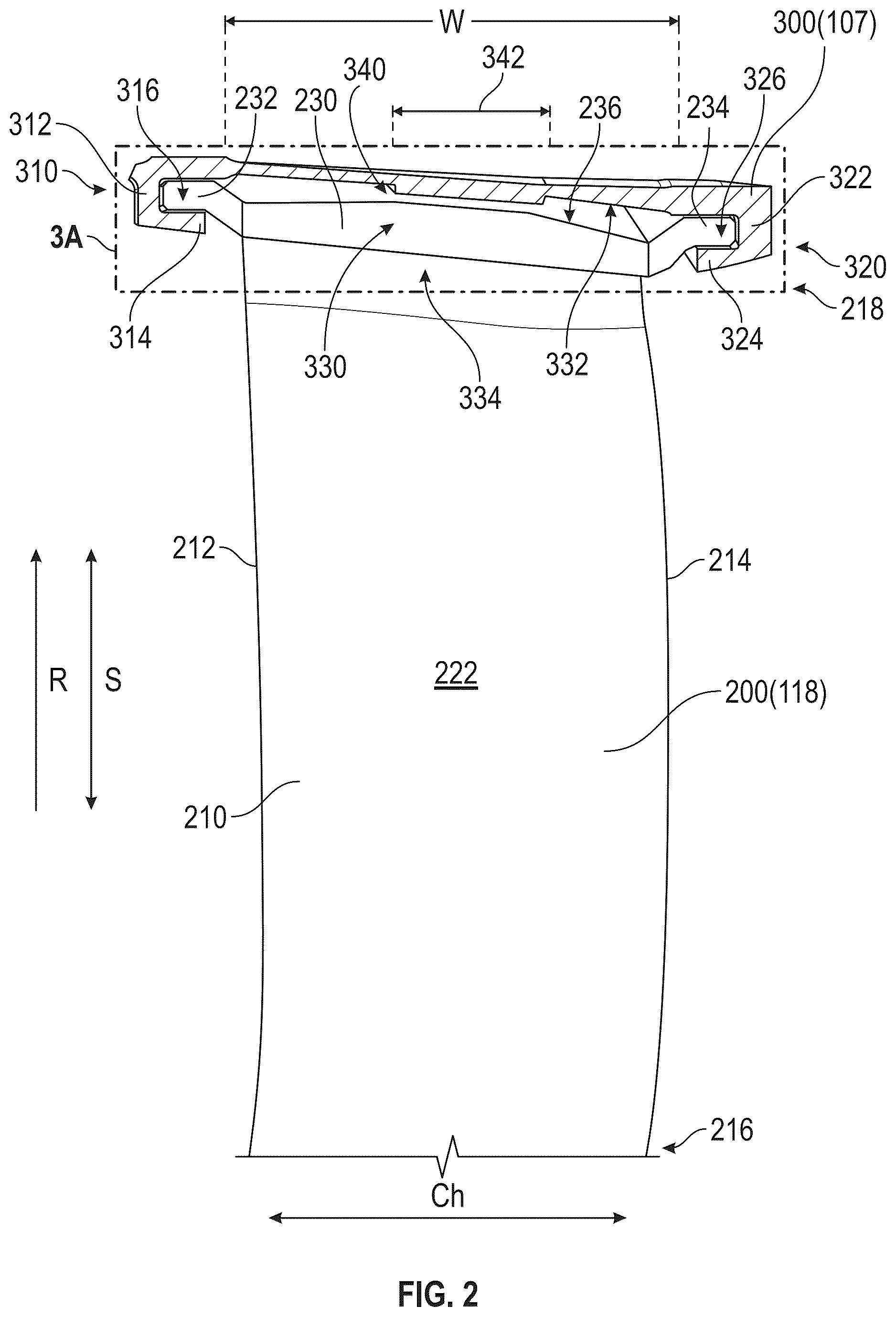 Patent US12492640 Figure 2 – Turbine engine including a vane support and a vane