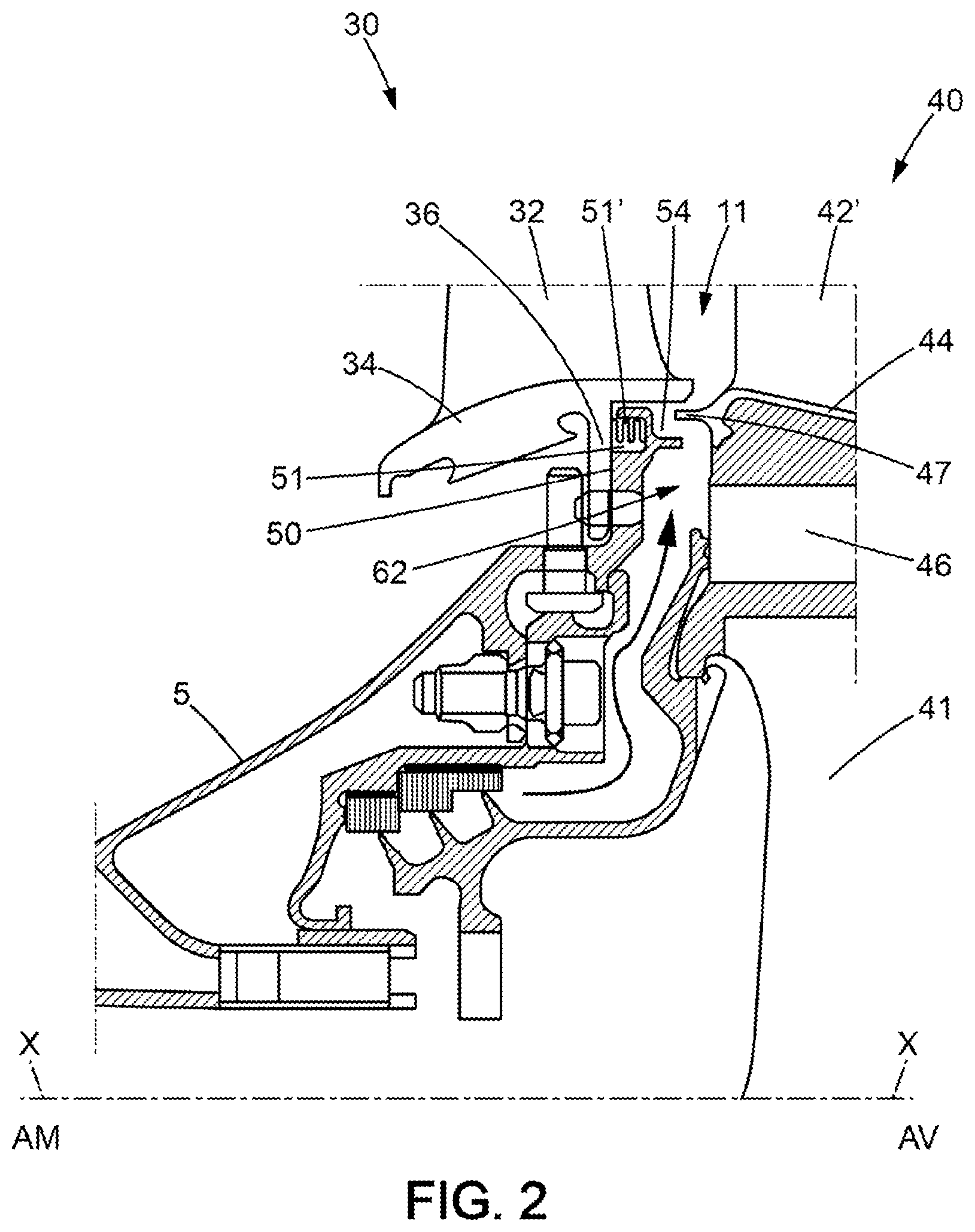 Patent US12492644 Figure 2 – High-pressure gas turbine for turbomachine and turbomachine