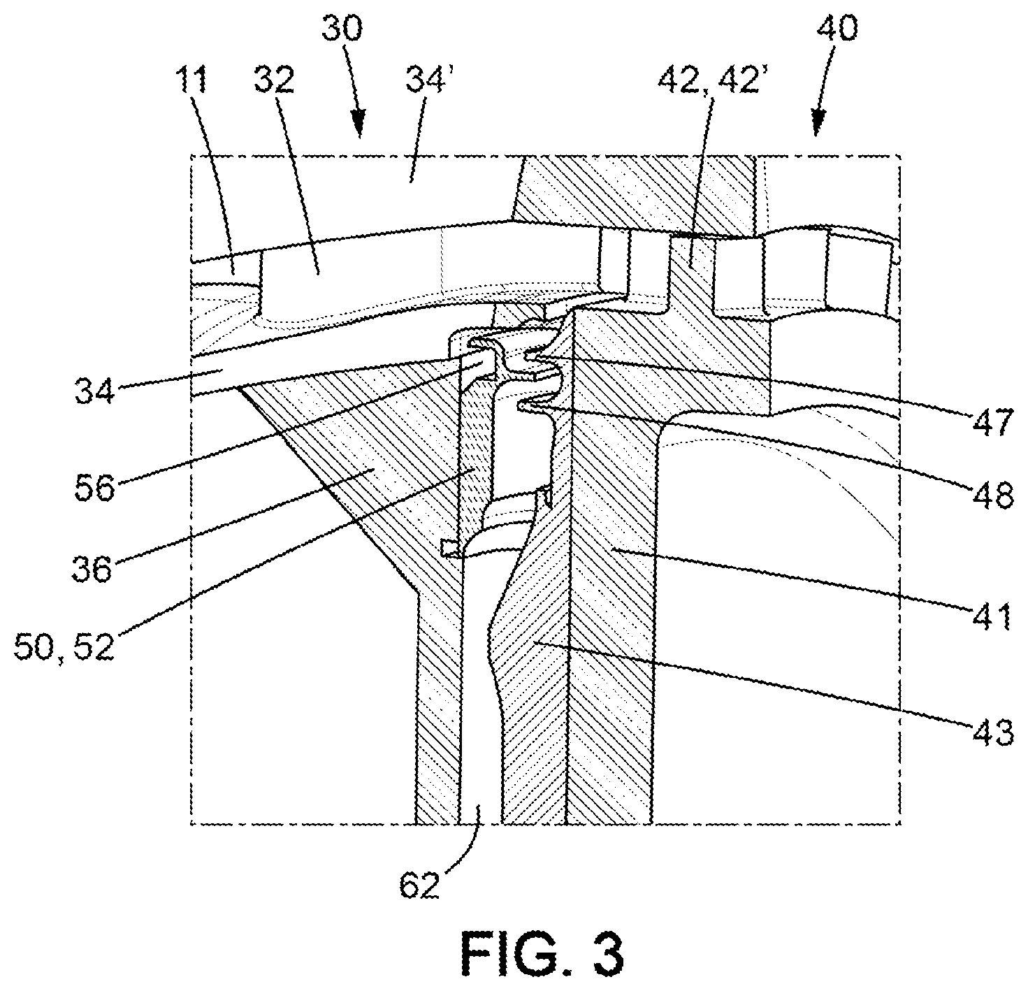 Patent US12492644 Figure 3 – High-pressure gas turbine for turbomachine and turbomachine
