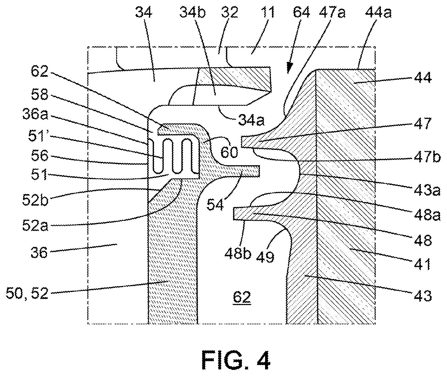 Patent US12492644 Figure 4 – High-pressure gas turbine for turbomachine and turbomachine