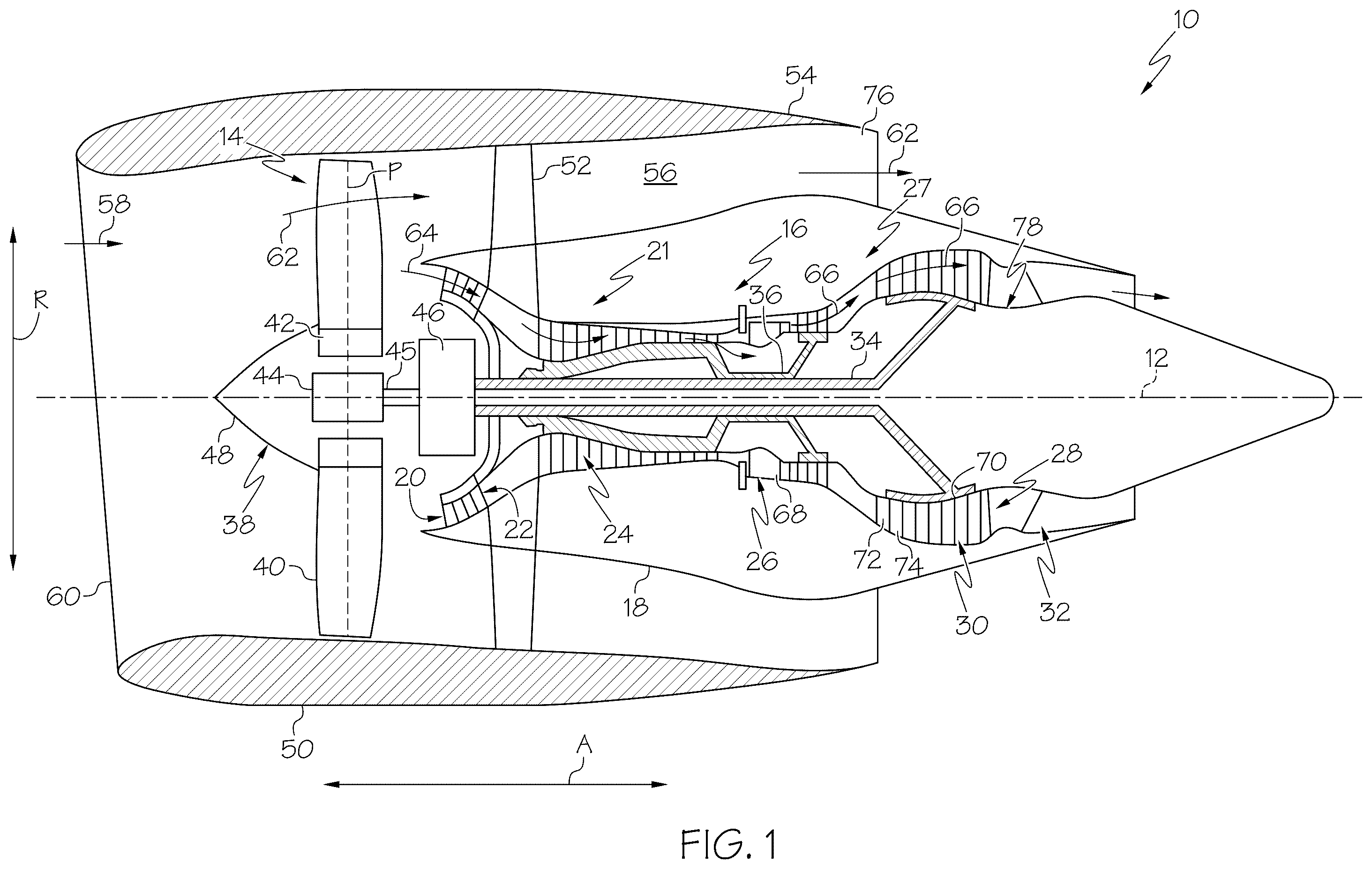 Patent US12492649 — Lubrication system and methods of lubricating a gearbox assembly — Figure 1