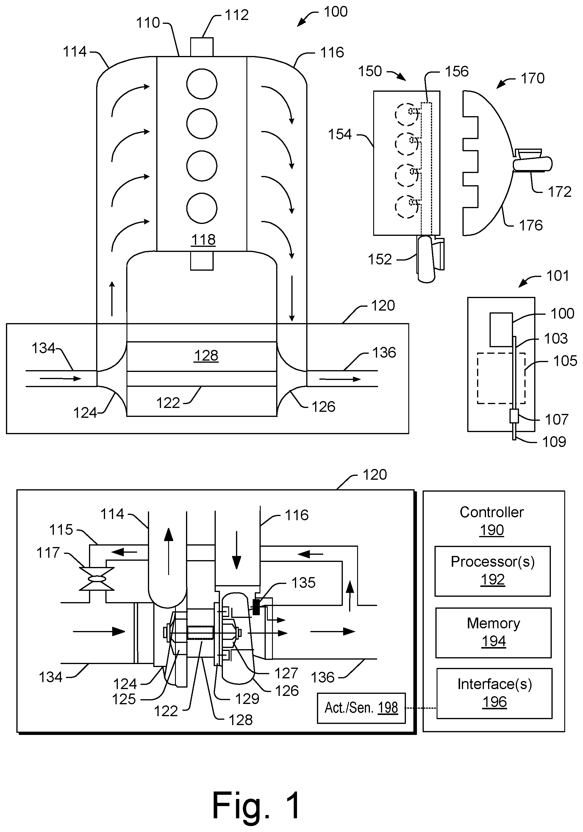 Patent US12492659 Figure 1 – Turbocharger turbine housing assembly