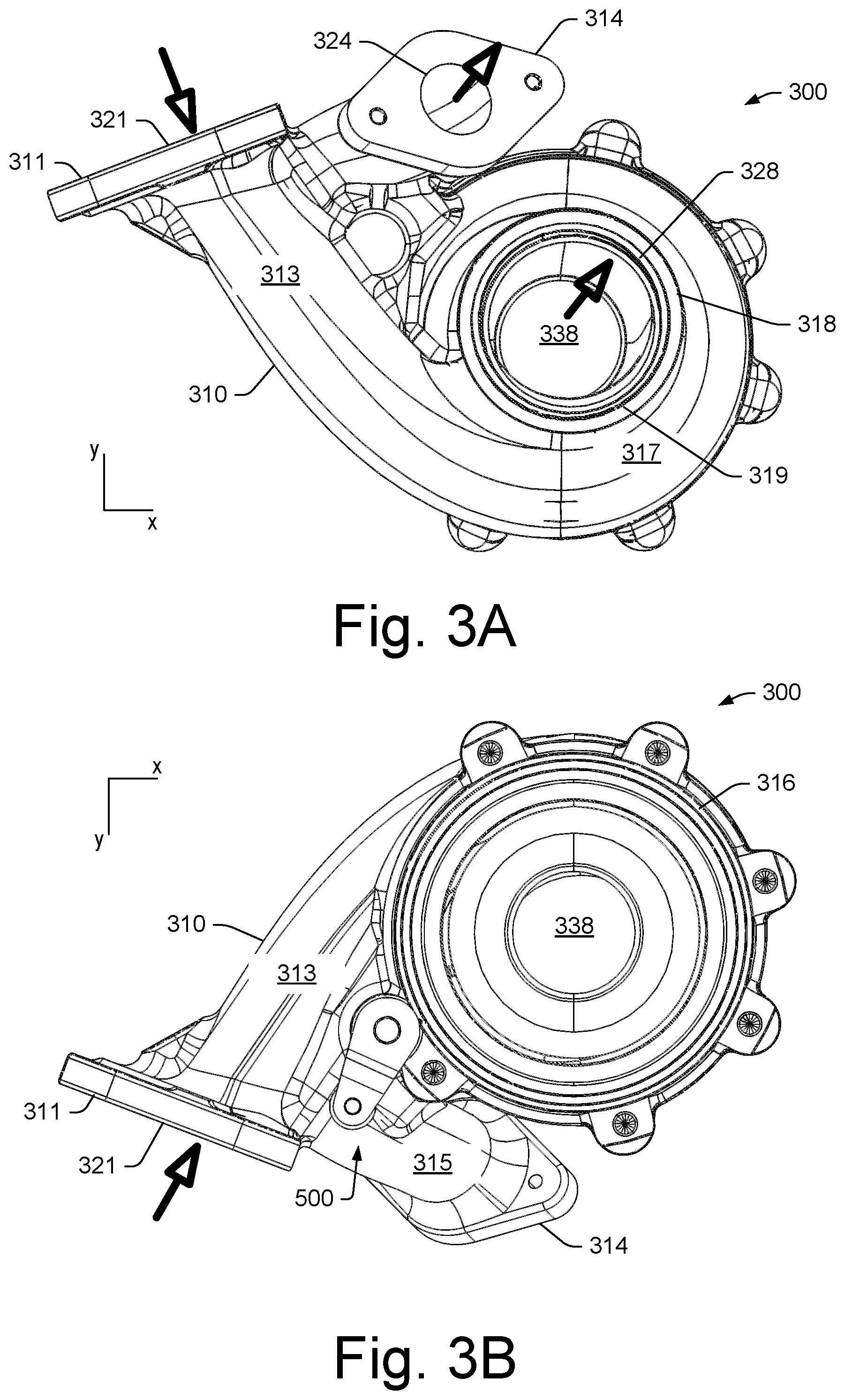 Patent US12492659 Figure 3 – Turbocharger turbine housing assembly