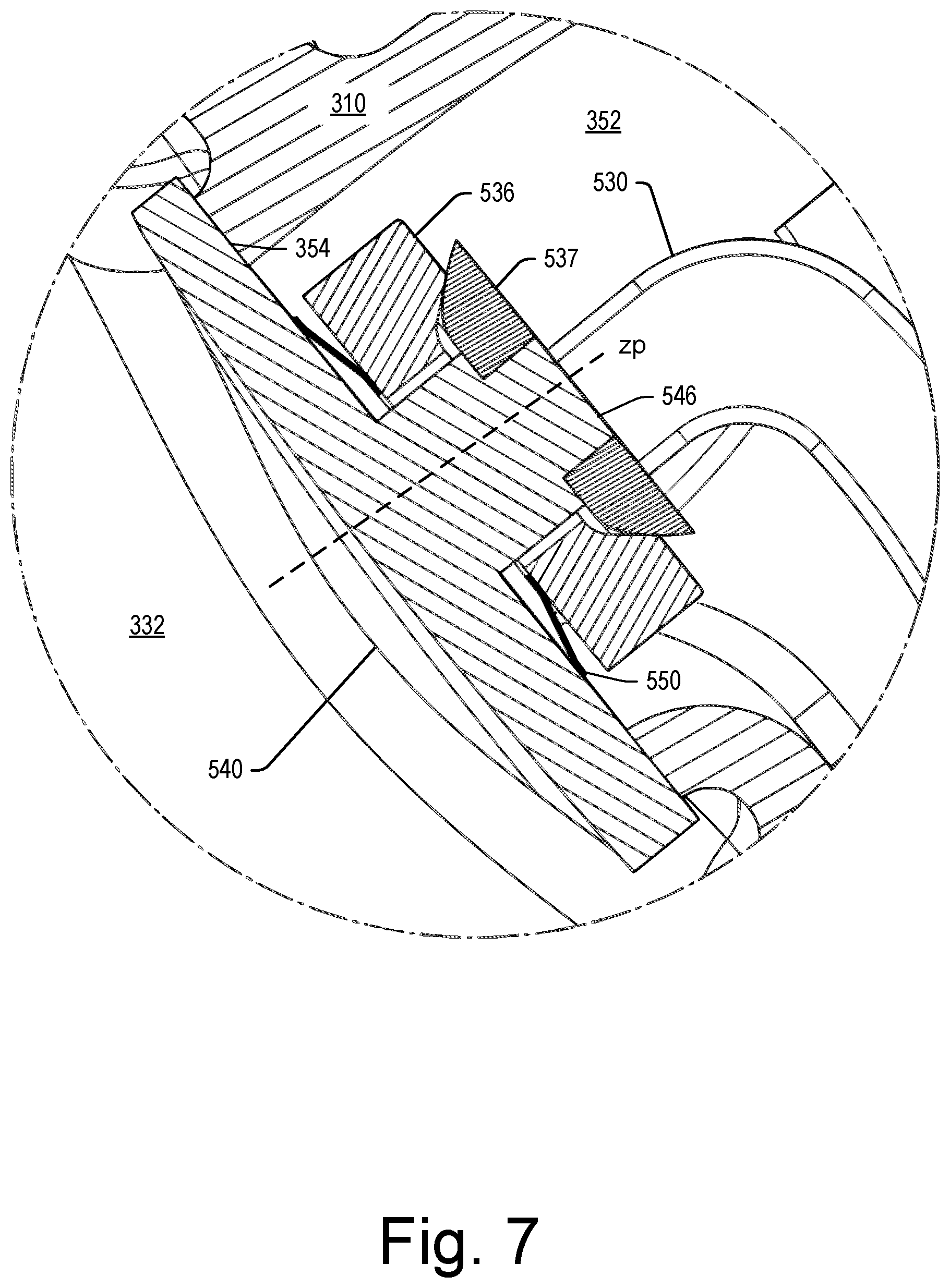 Patent US12492659 Figure 7 – Turbocharger turbine housing assembly