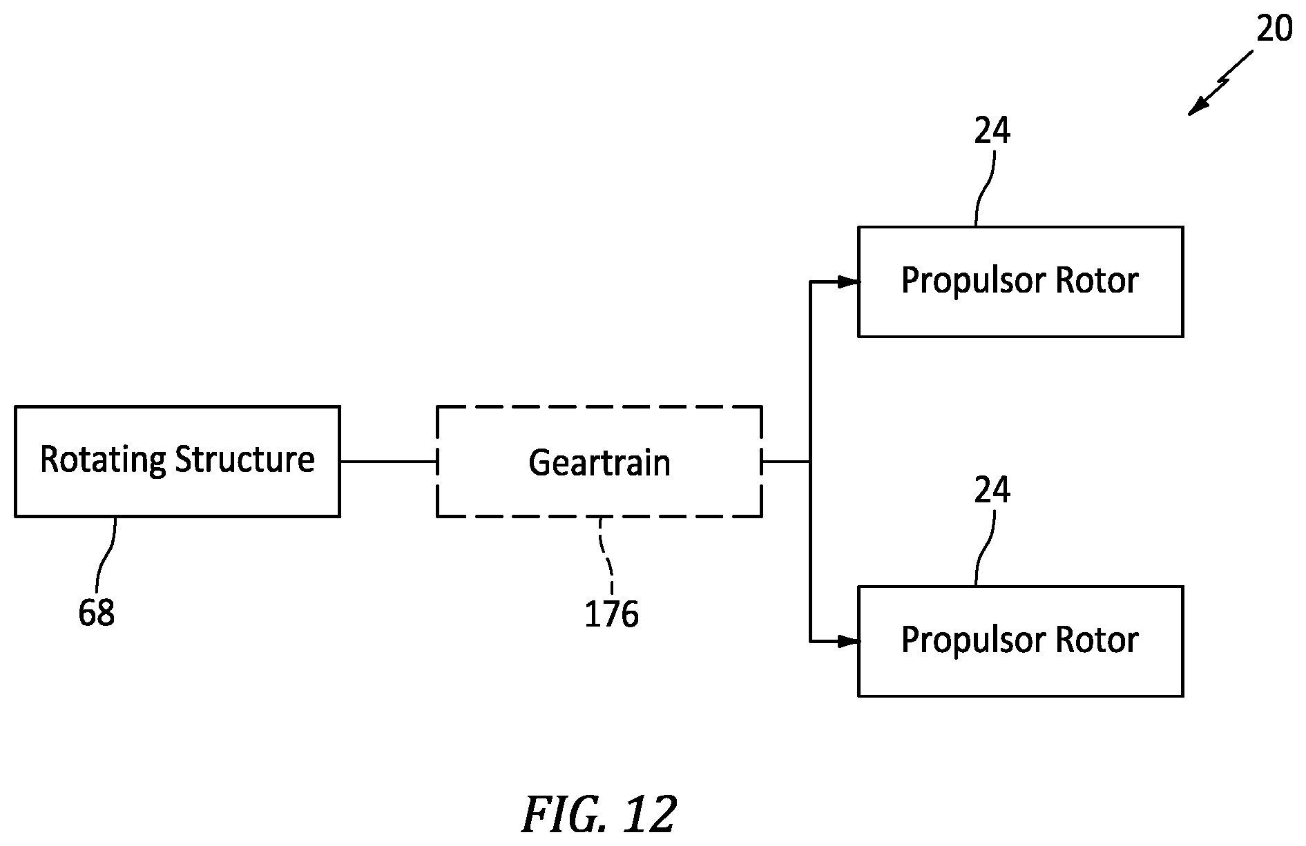 Patent US12492663 Figure 11 – Aircraft propulsion system geartrain