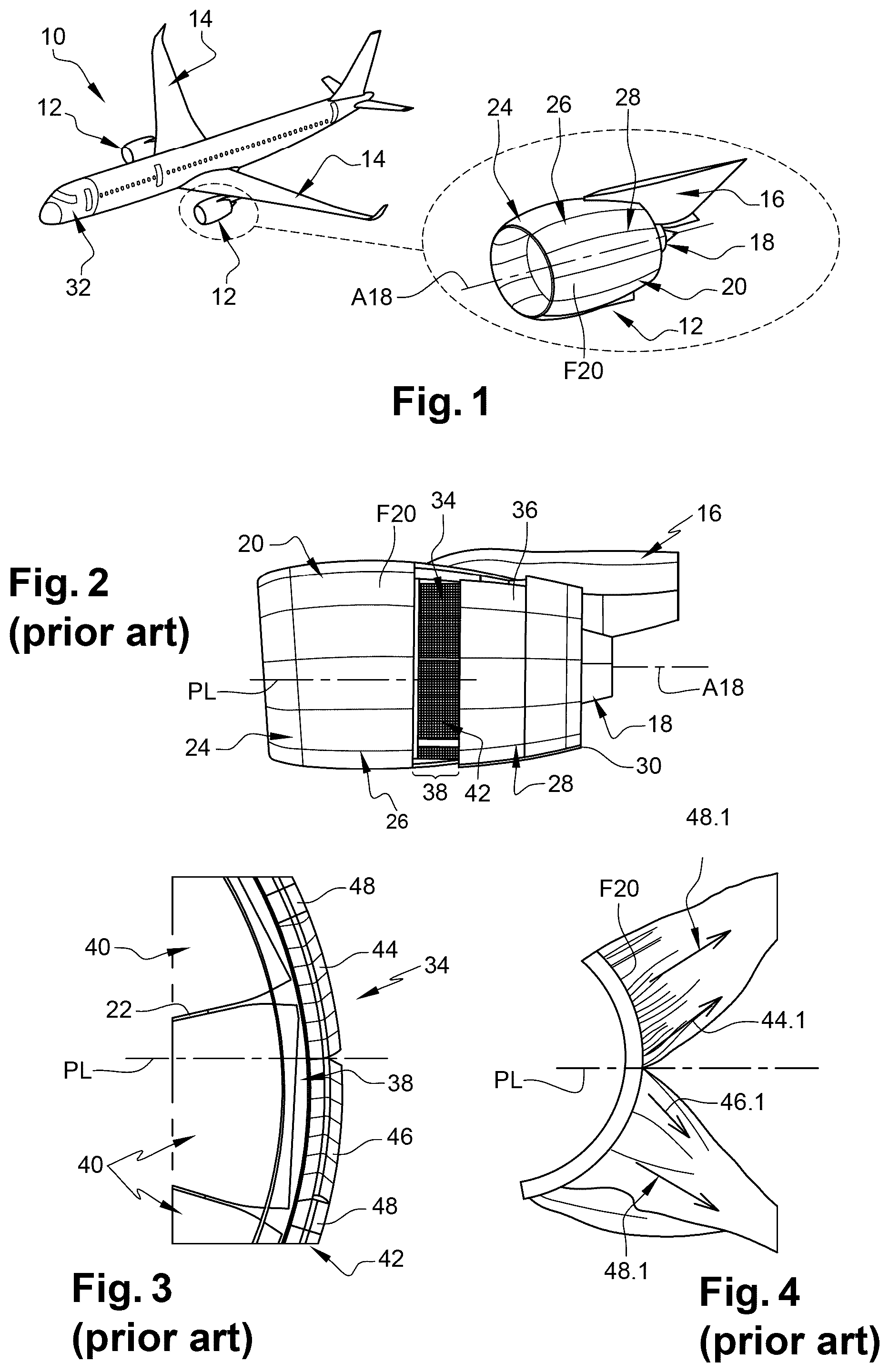 Patent US12492668 — Aircraft nacelle provided with at least one thrust reversal device comprising at least one longitudinal deflector, aircraft comprising at least one propulsion assembly composed of such a nacelle — Figure 1
