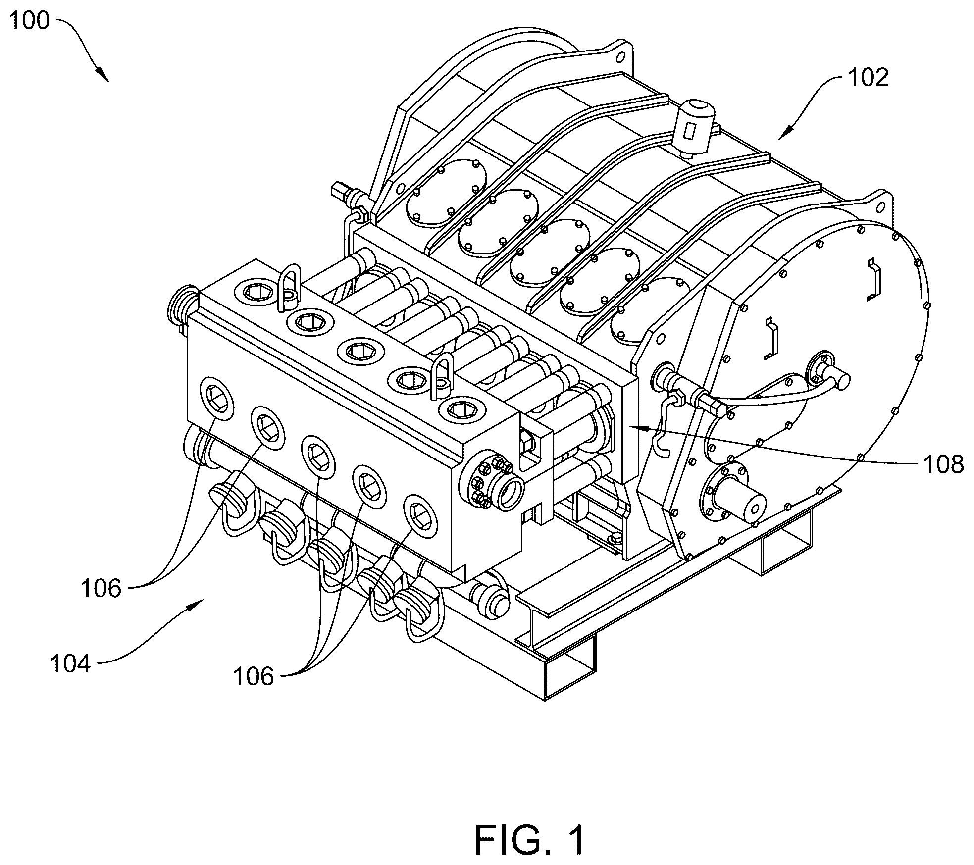 Patent US12492697 Figure 1 – System and method for reduced thread stress for buttress style threads used in frac pump fluid ends