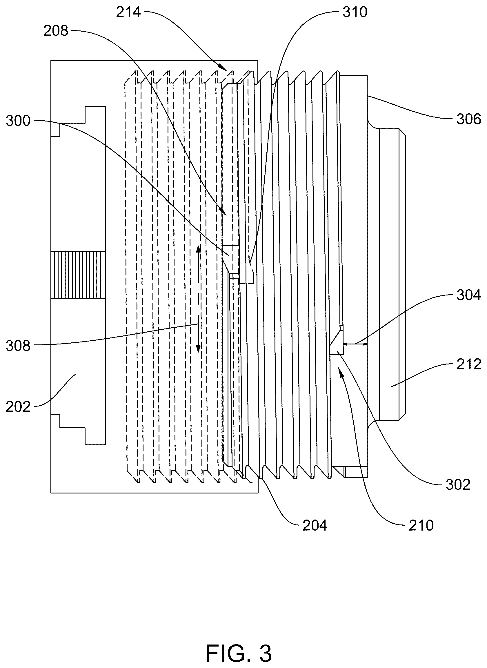 Patent US12492697 Figure 3 – System and method for reduced thread stress for buttress style threads used in frac pump fluid ends