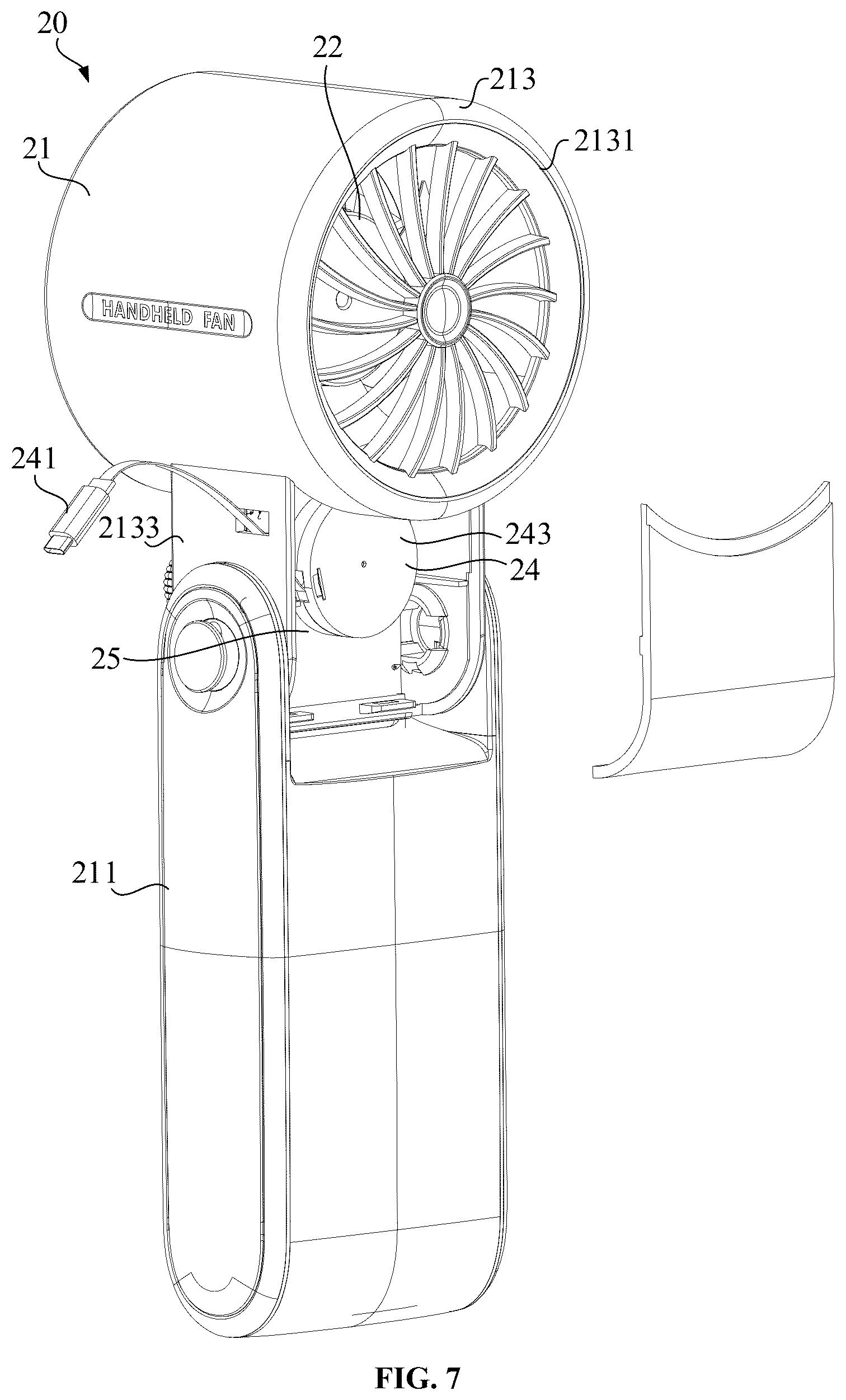 Patent US12492703 Figure 7 – Handheld fan