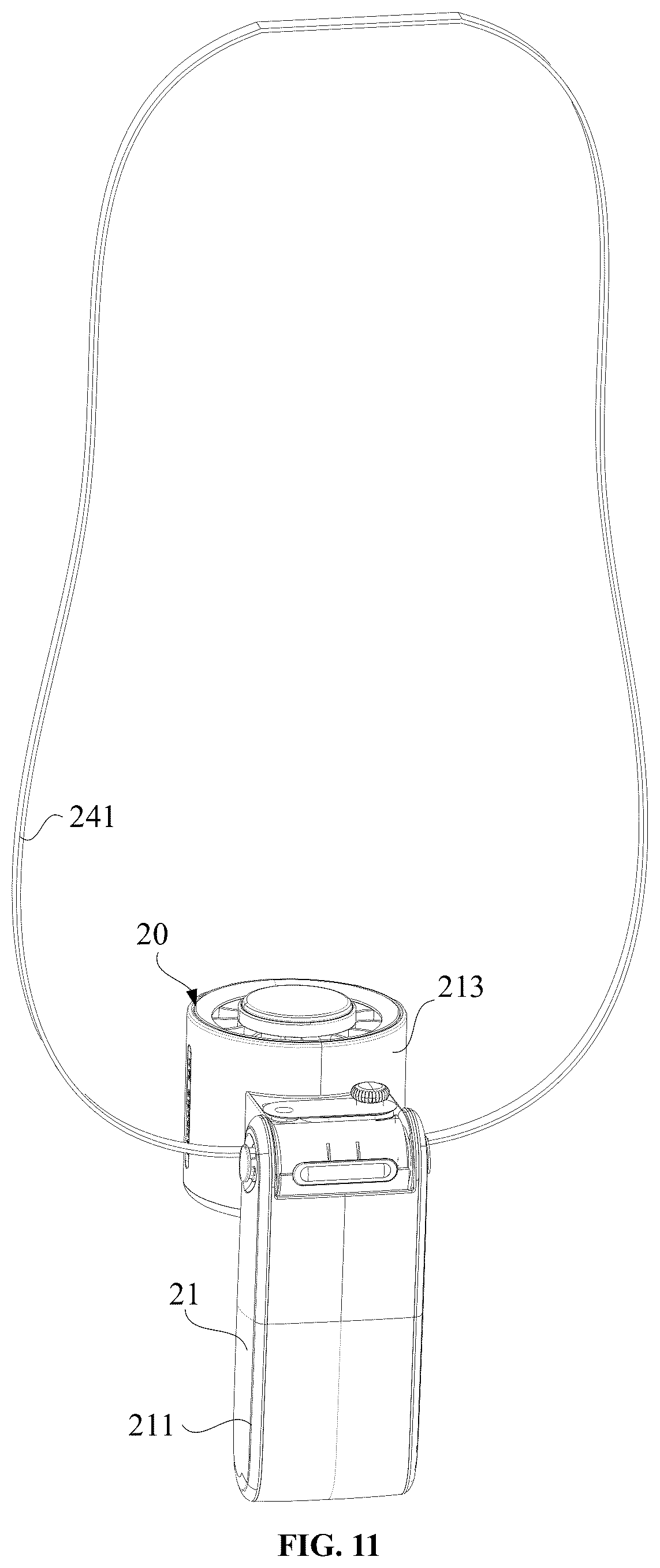 Patent US12492703 Figure 11 – Handheld fan
