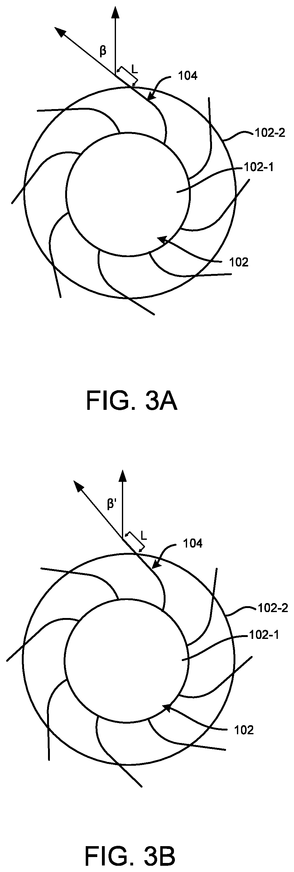 Patent US12492707 Figure 7 – Impeller with variable backsweep angle