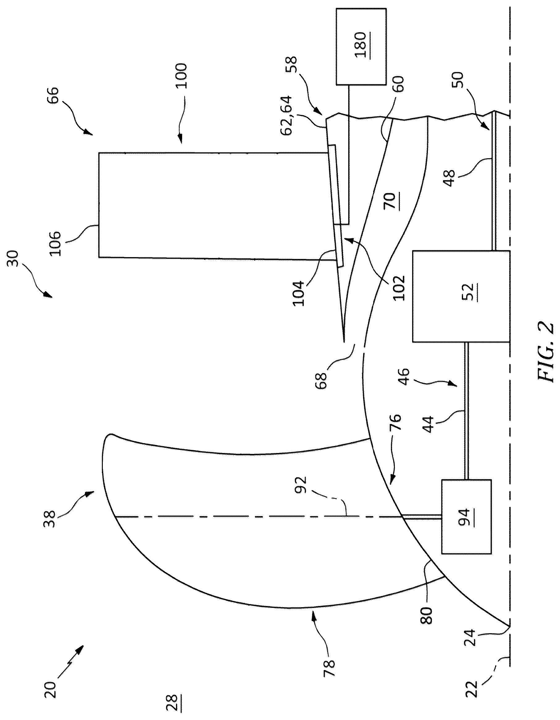 Patent US12492711 Figure 2 – Open rotor with fixed guide vane/stator