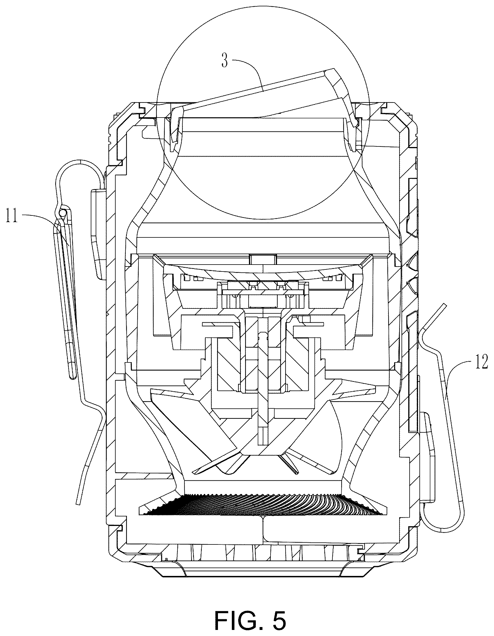 Patent US12492712 Figure 5 – Waist hanging fan