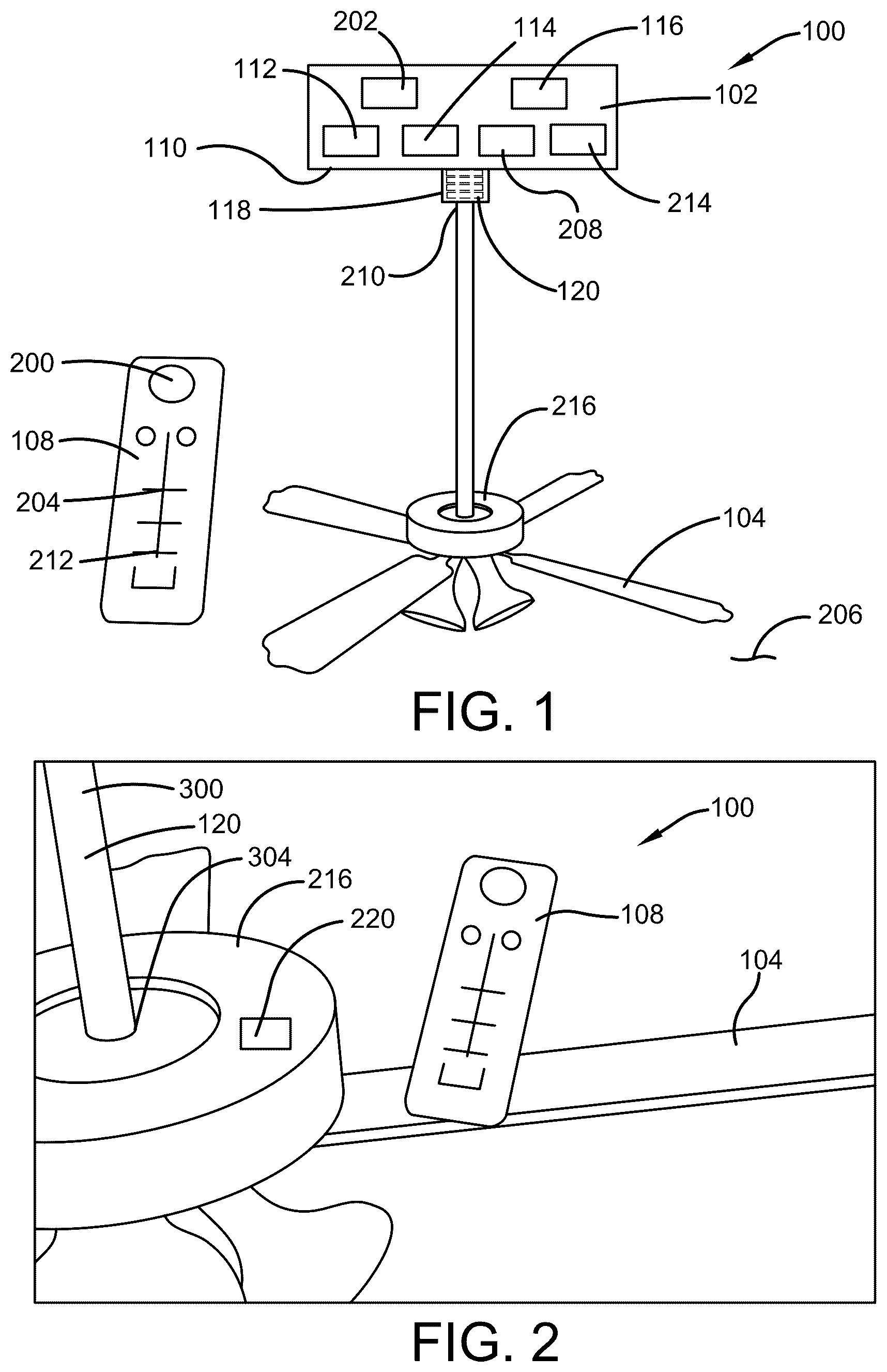 Patent US12492714 Figure 1 – Lowering ceiling fan device