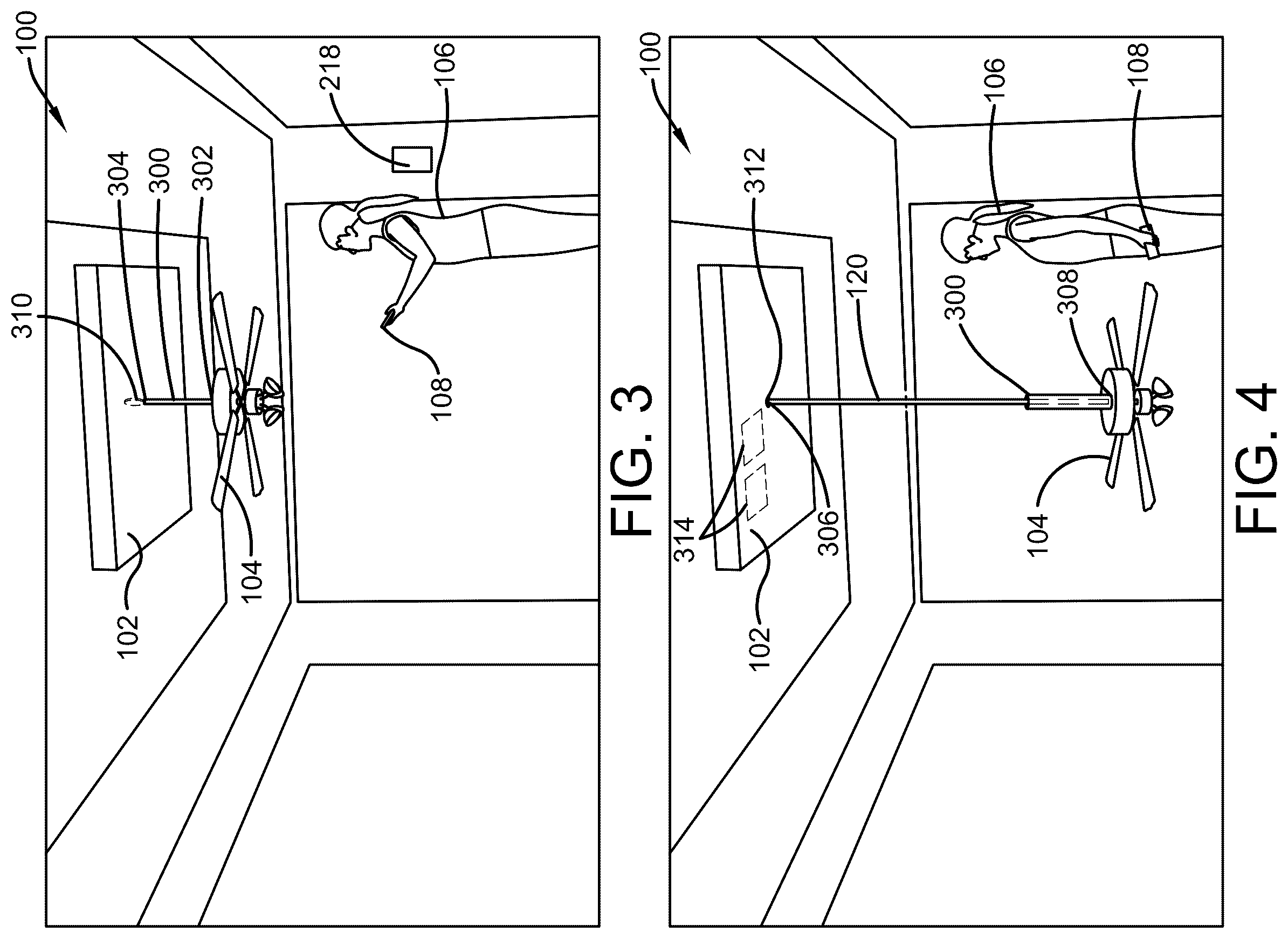 Patent US12492714 Figure 2 – Lowering ceiling fan device