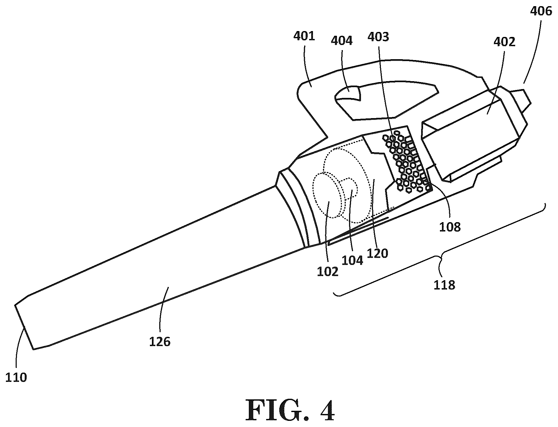 Patent US12492715 Figure 3 – Debris blower with sound attenuation resonator