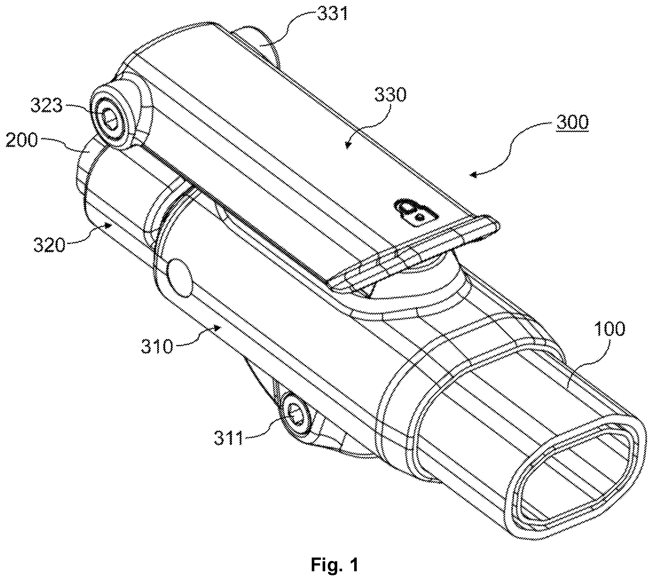 Patent US12492720 Figure 1 – Extending pole clamping device