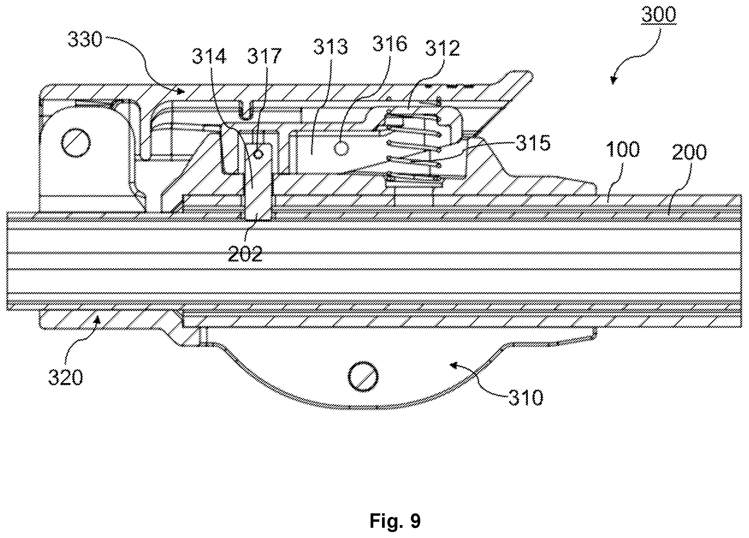 Patent US12492720 Figure 9 – Extending pole clamping device