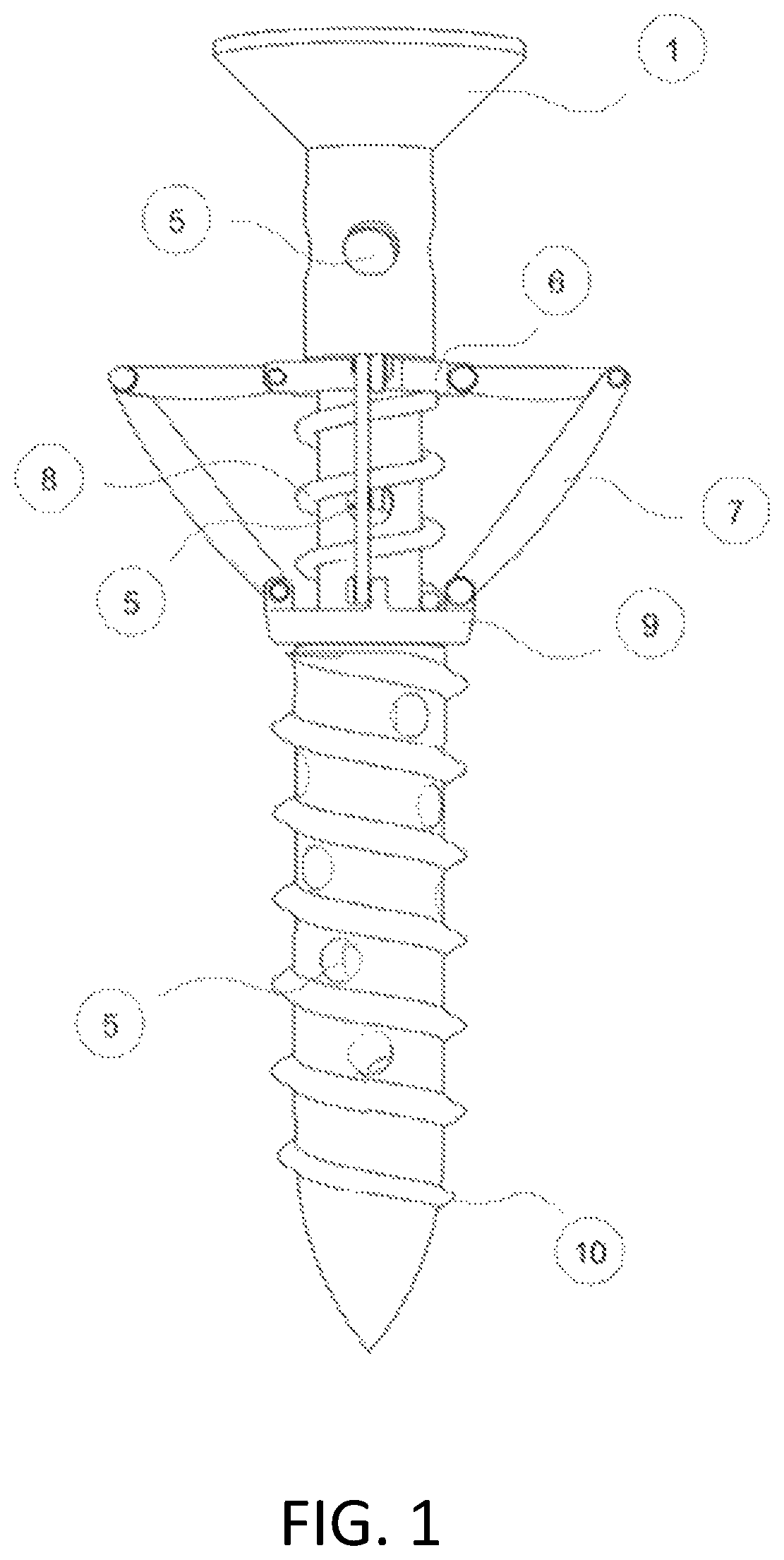 Patent US12492721 Figure 1 – Leveling fastener with expandable rivet