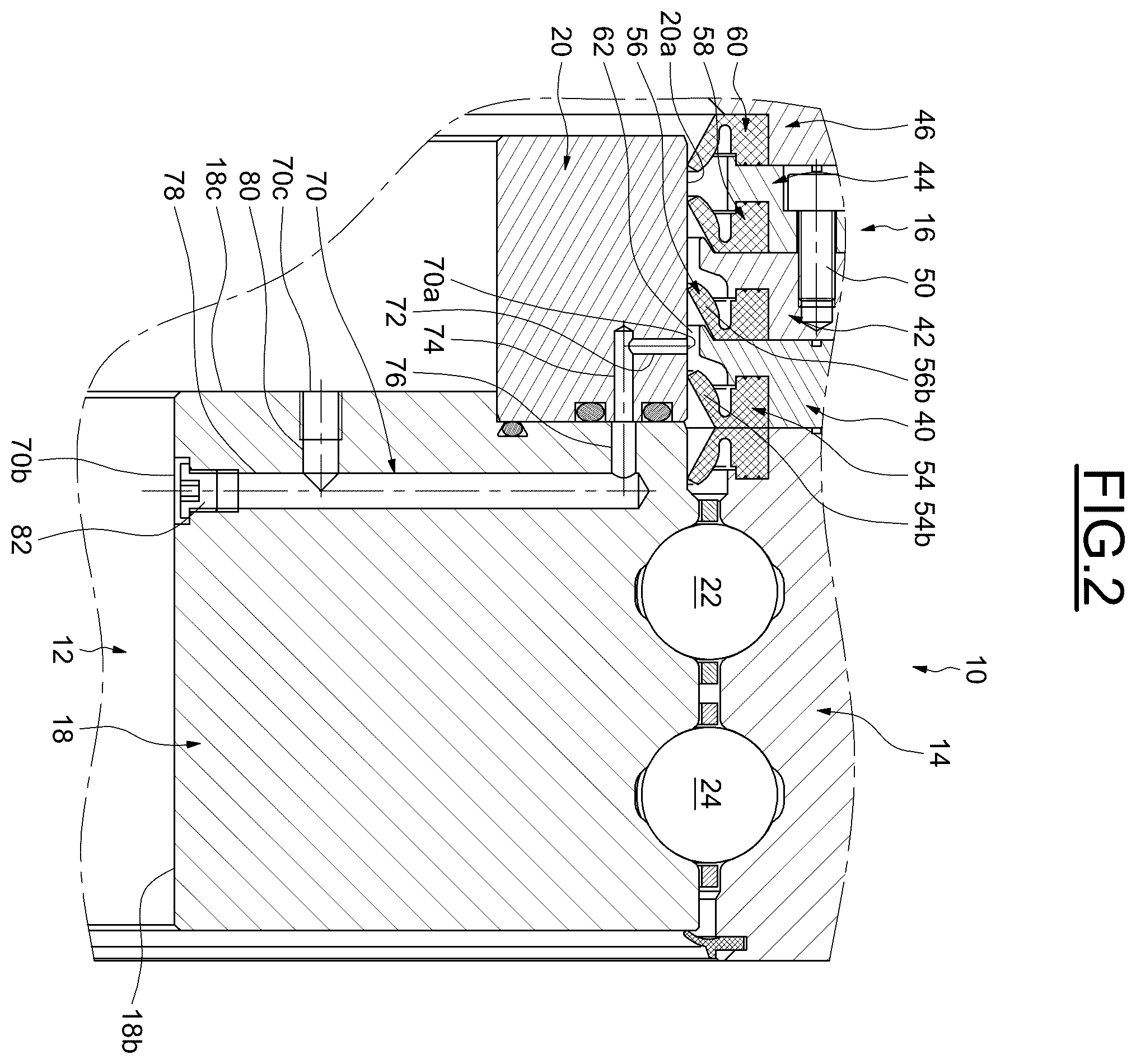 Patent US12492728 Figure 2 – Rolling-element bearing with seals and leakage test channel