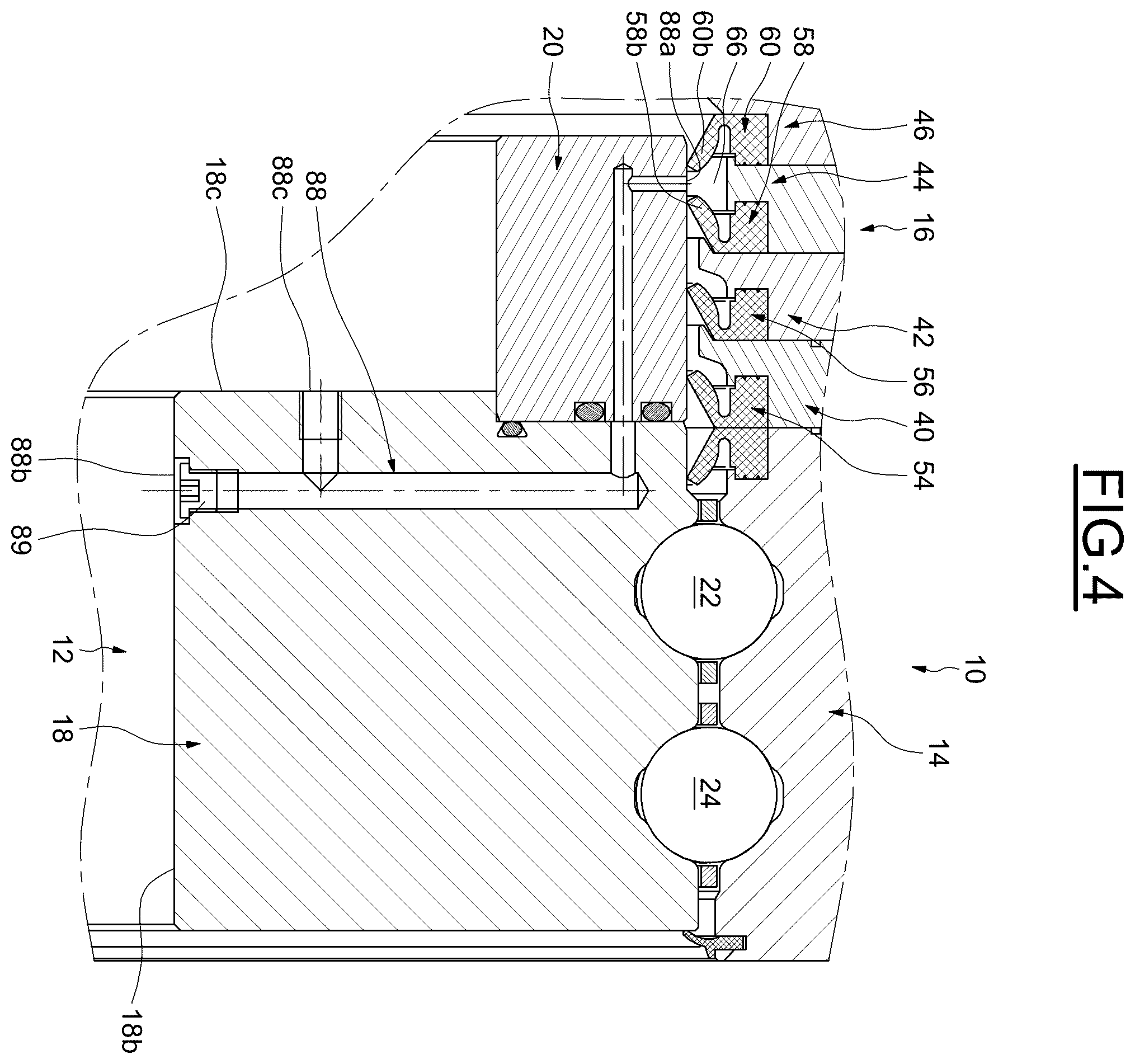 Patent US12492728 Figure 4 – Rolling-element bearing with seals and leakage test channel