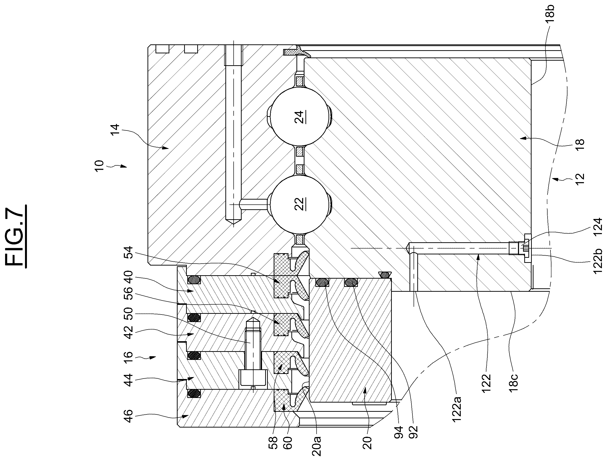 Patent US12492728 Figure 7 – Rolling-element bearing with seals and leakage test channel
