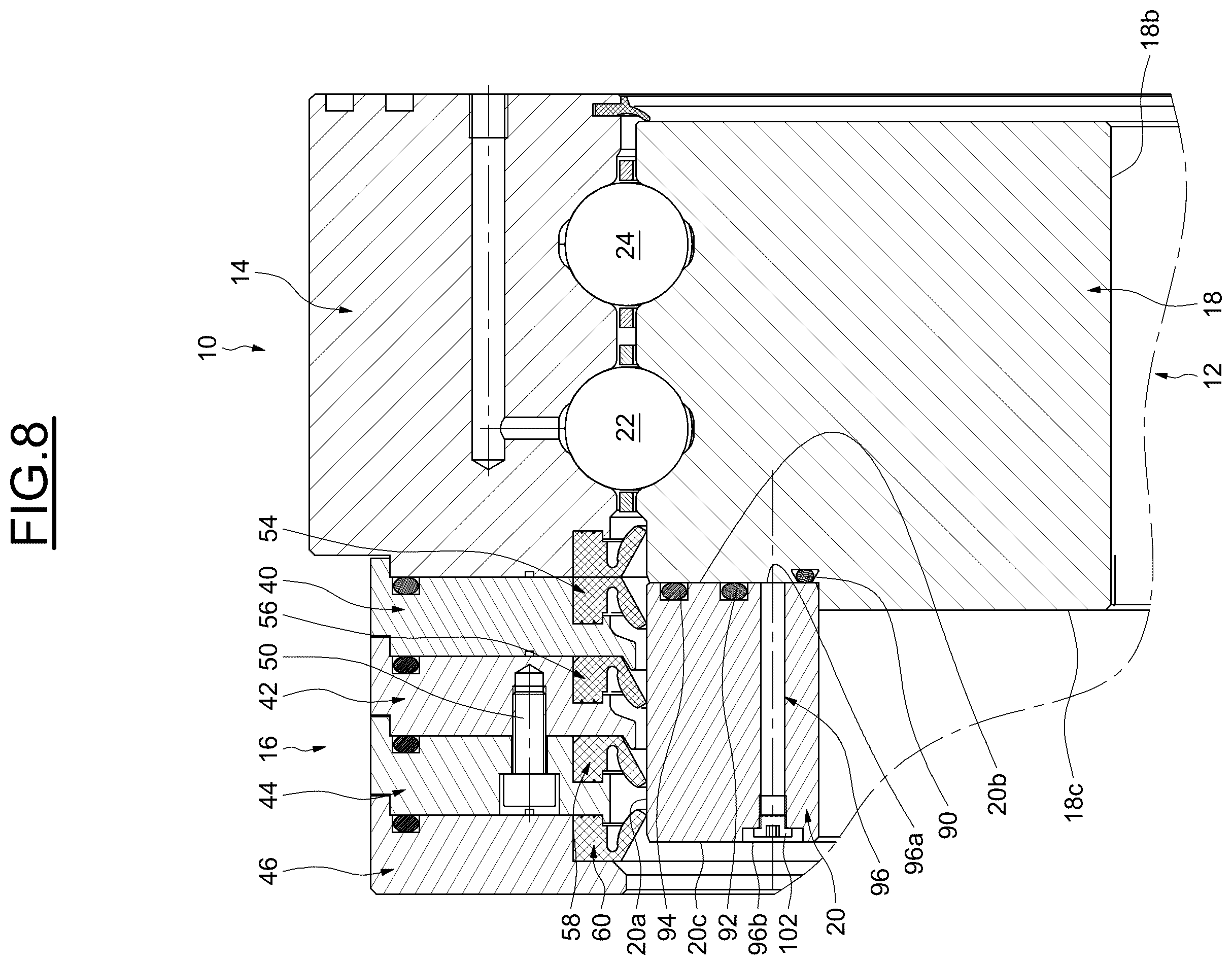 Patent US12492728 Figure 8 – Rolling-element bearing with seals and leakage test channel