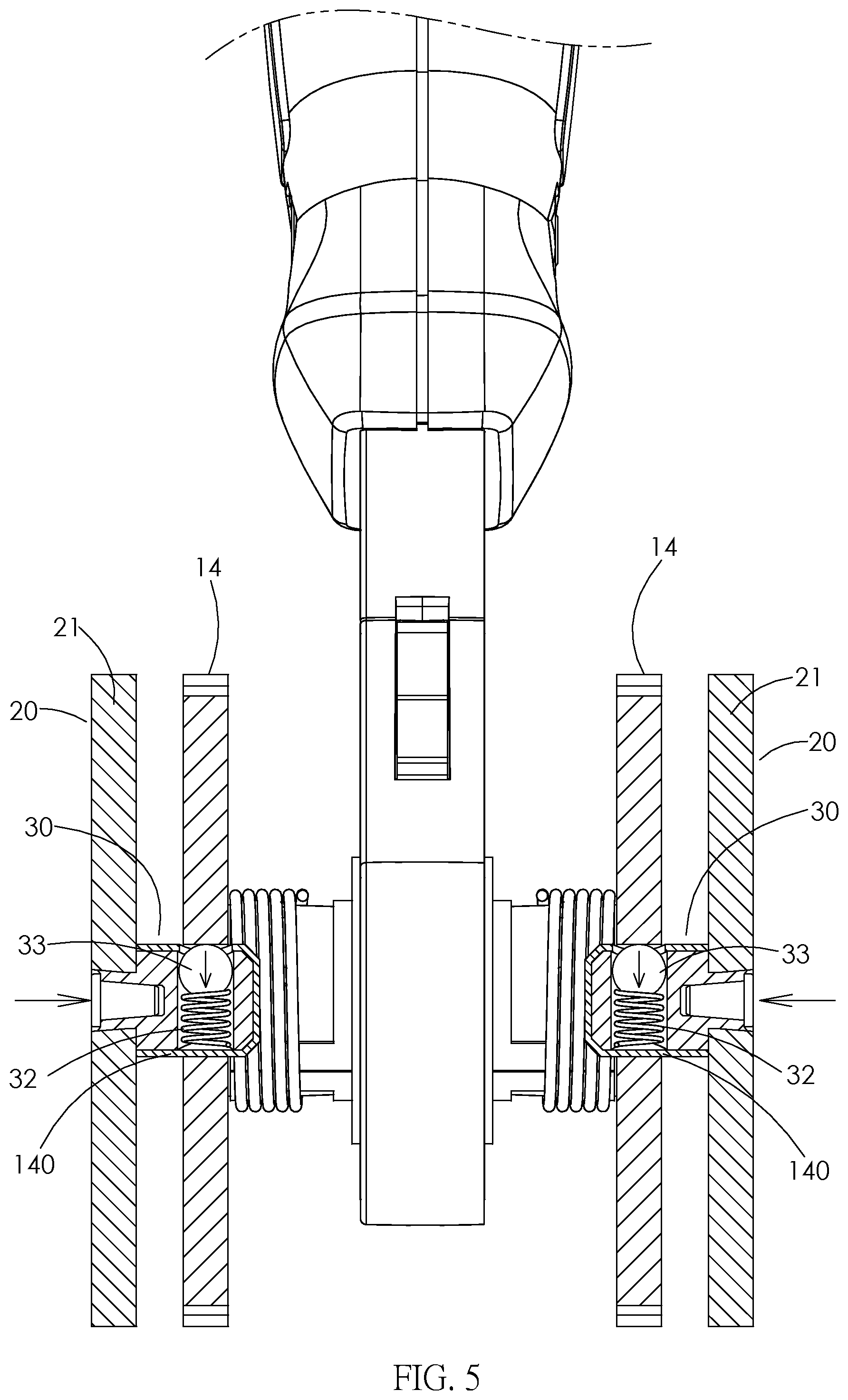 Patent US12492730 Figure 4 – Disc brake piston retraction tool with backing plate expansion structure