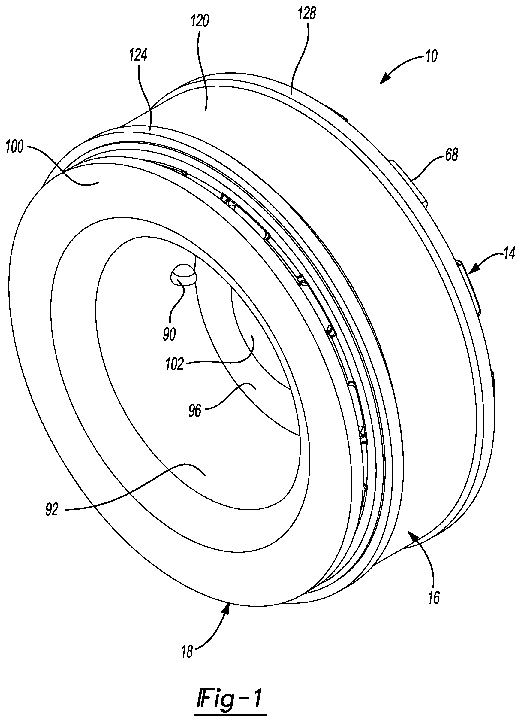 Patent US12492734 Figure 1 – Elastomeric mount with single ferrule for snubbing in one axial direction
