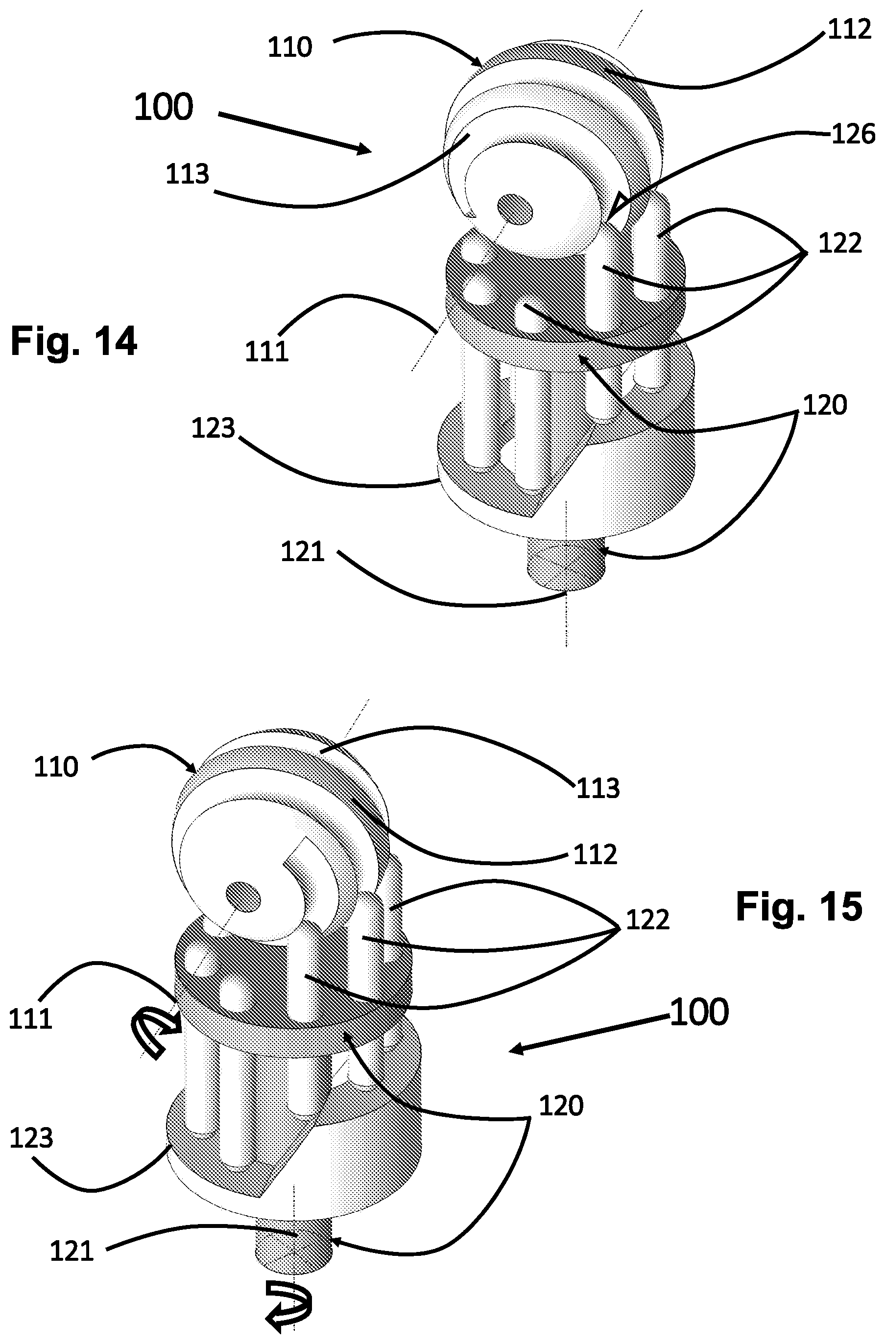 Patent US12492738 Figure 9 – Rotational motion transmission mechanism for non-parallel axes