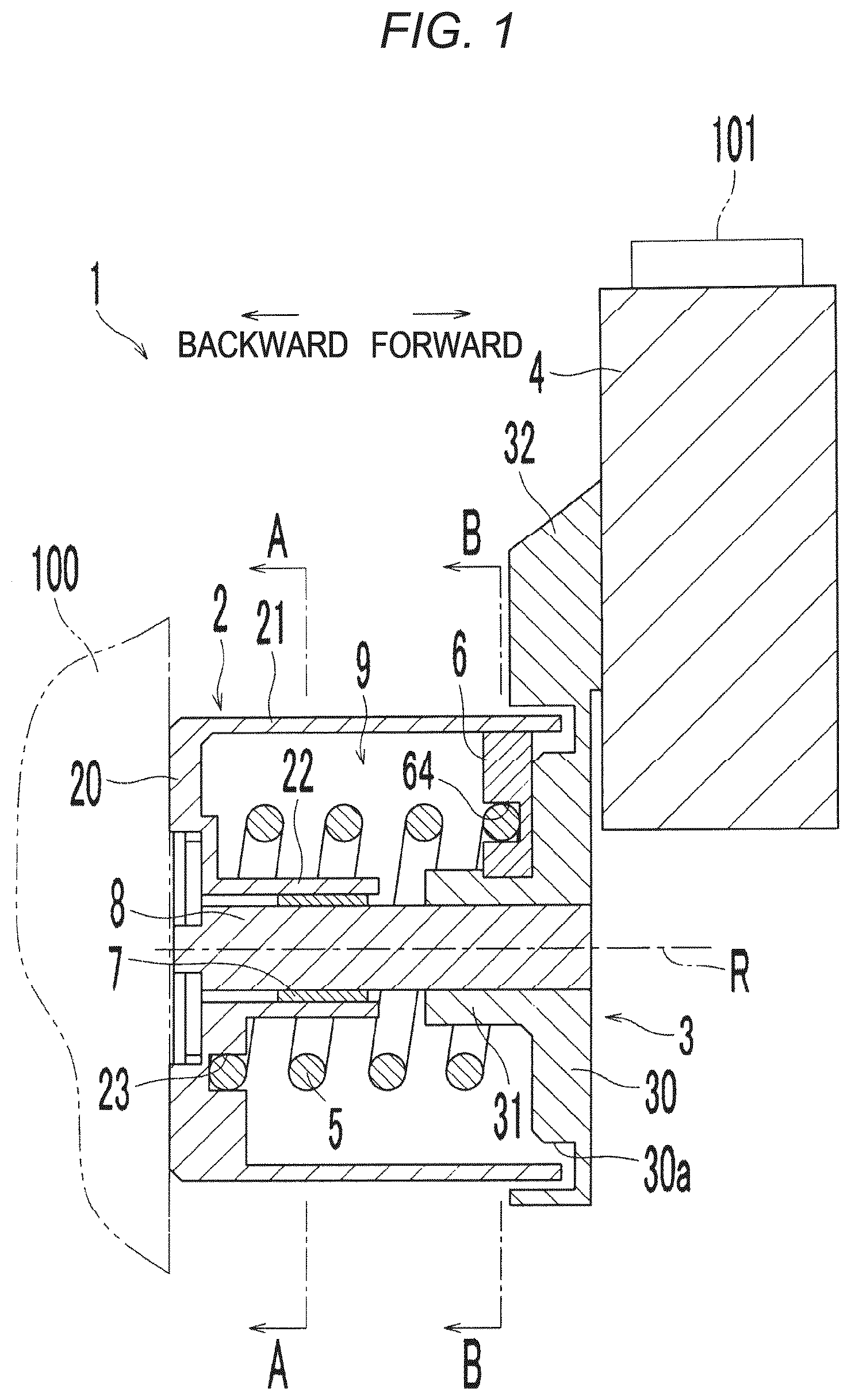 Patent US12492739 Figure 1 – Automatic tensioner