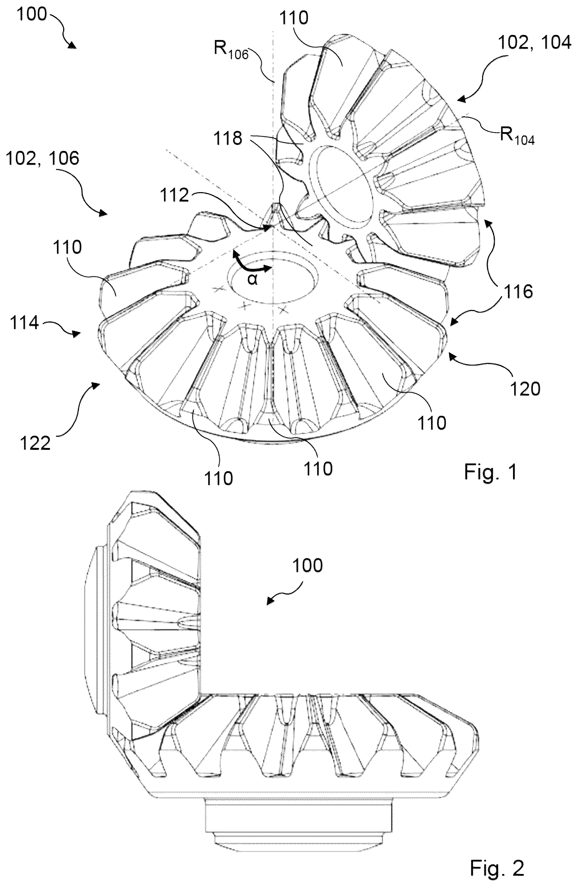 Patent US12492743 Figure 1 – Differential bevel gear, bevel gear differential and method for producing a differential bevel gear using forming technology