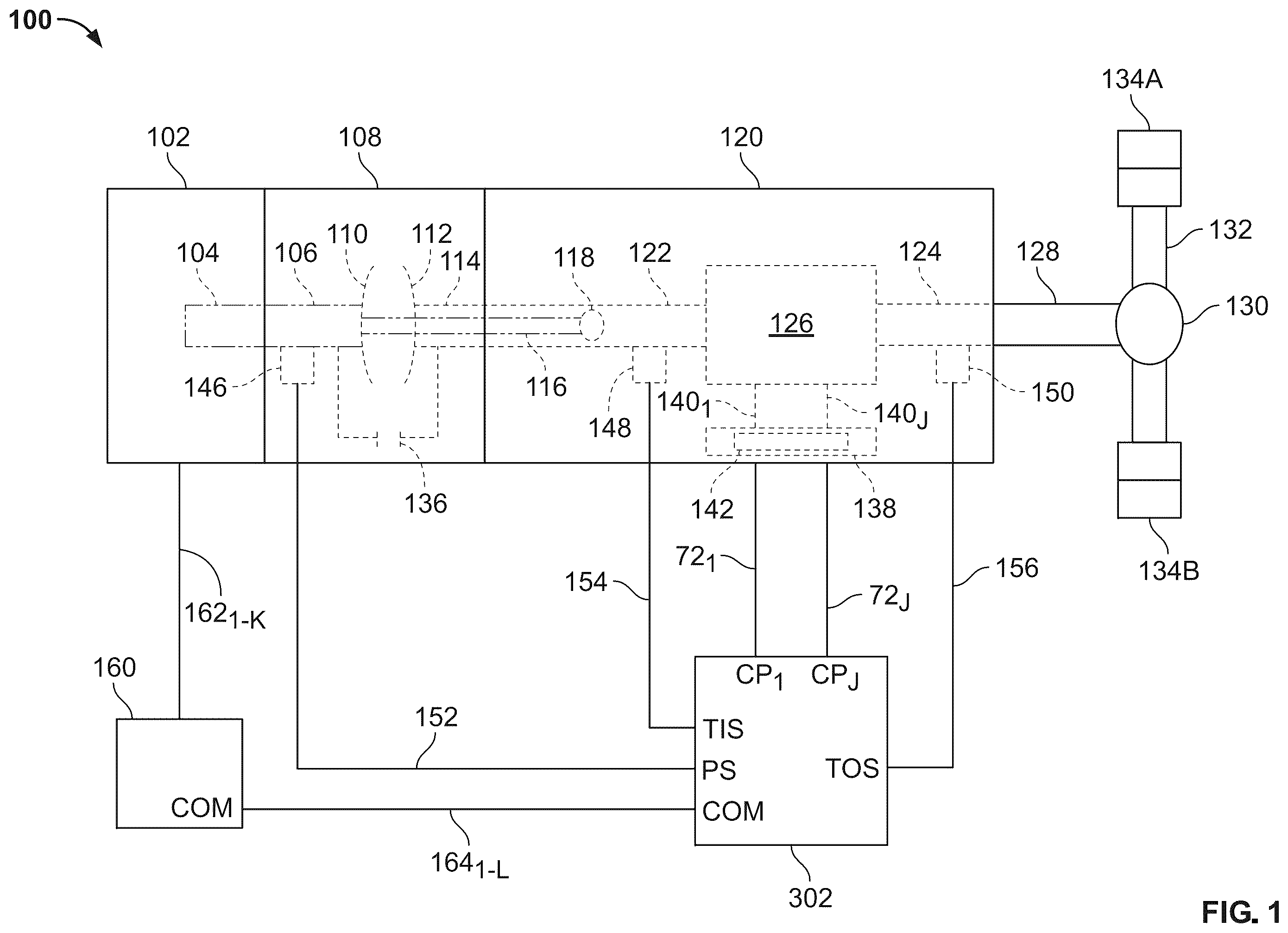 Patent US12492746 Figure 1 – Control systems to dampen output shaft oscillations, vehicles and transmissions incorporating the same, and methods therefor